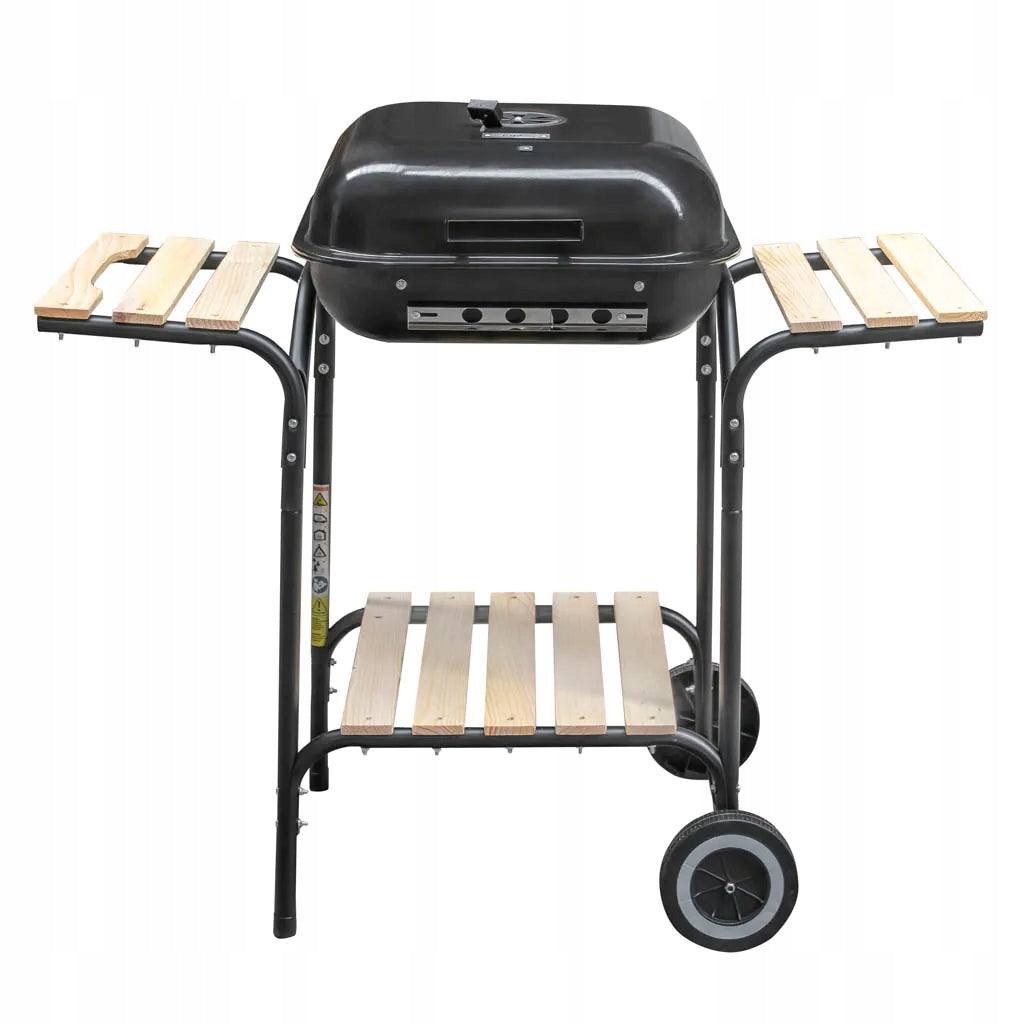 Charcoal Garden Grill with Cover LARGE Chrome Grate 3 SHELVES PORTABLE Manufacturer Mega-M