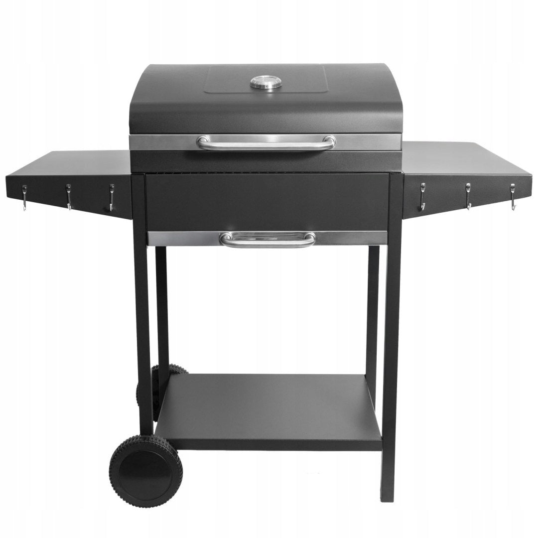 Charcoal Garden Grill with Lid Grate Ashtray On Wheels Chrome THERMOMETER Grill width 120 cm