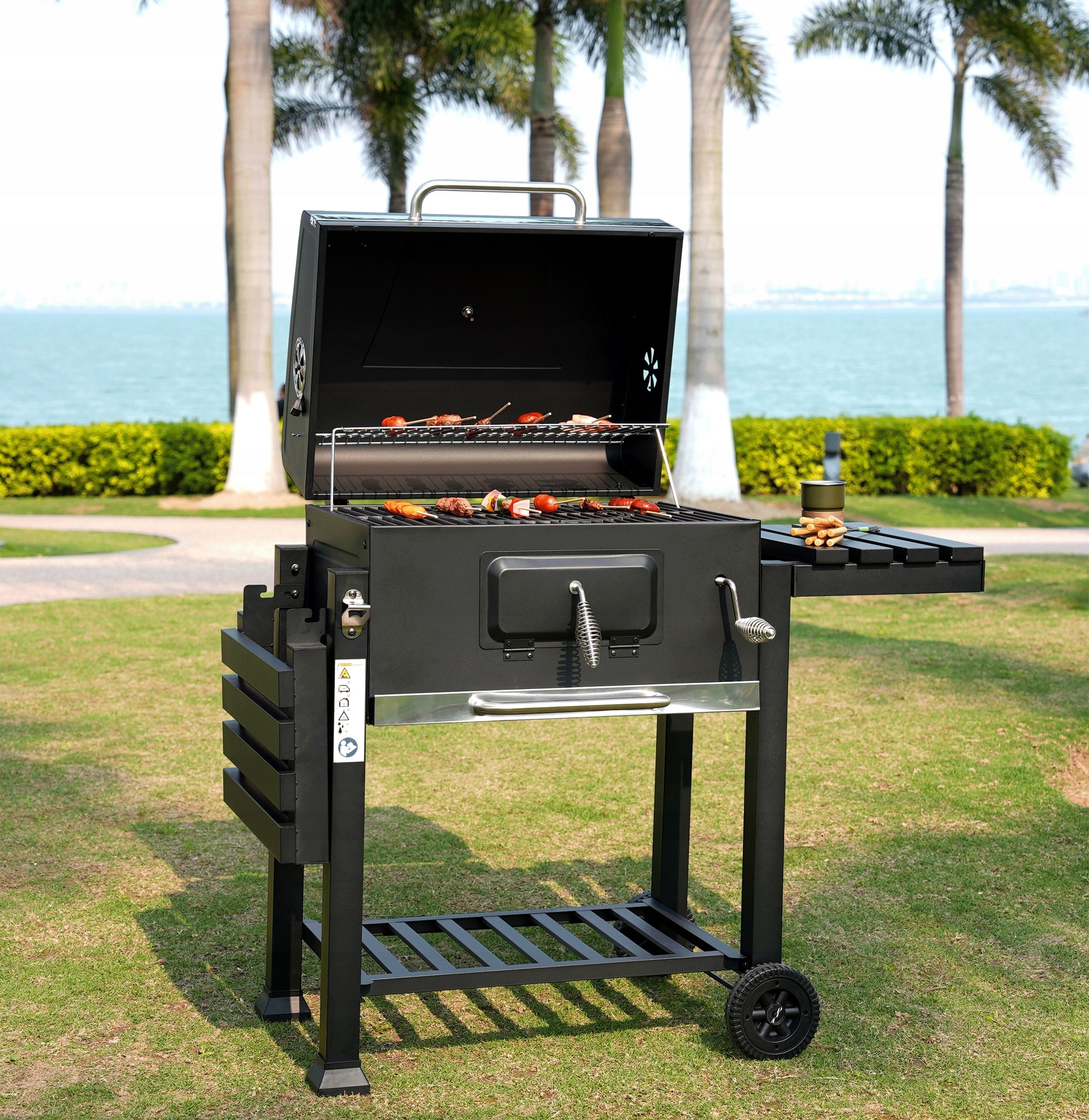 Charcoal Grill Garden Cast Iron Grate Large Cover Ashtray Thermometer 136CM Manufacturer code GRILL//MAJESTAT/02