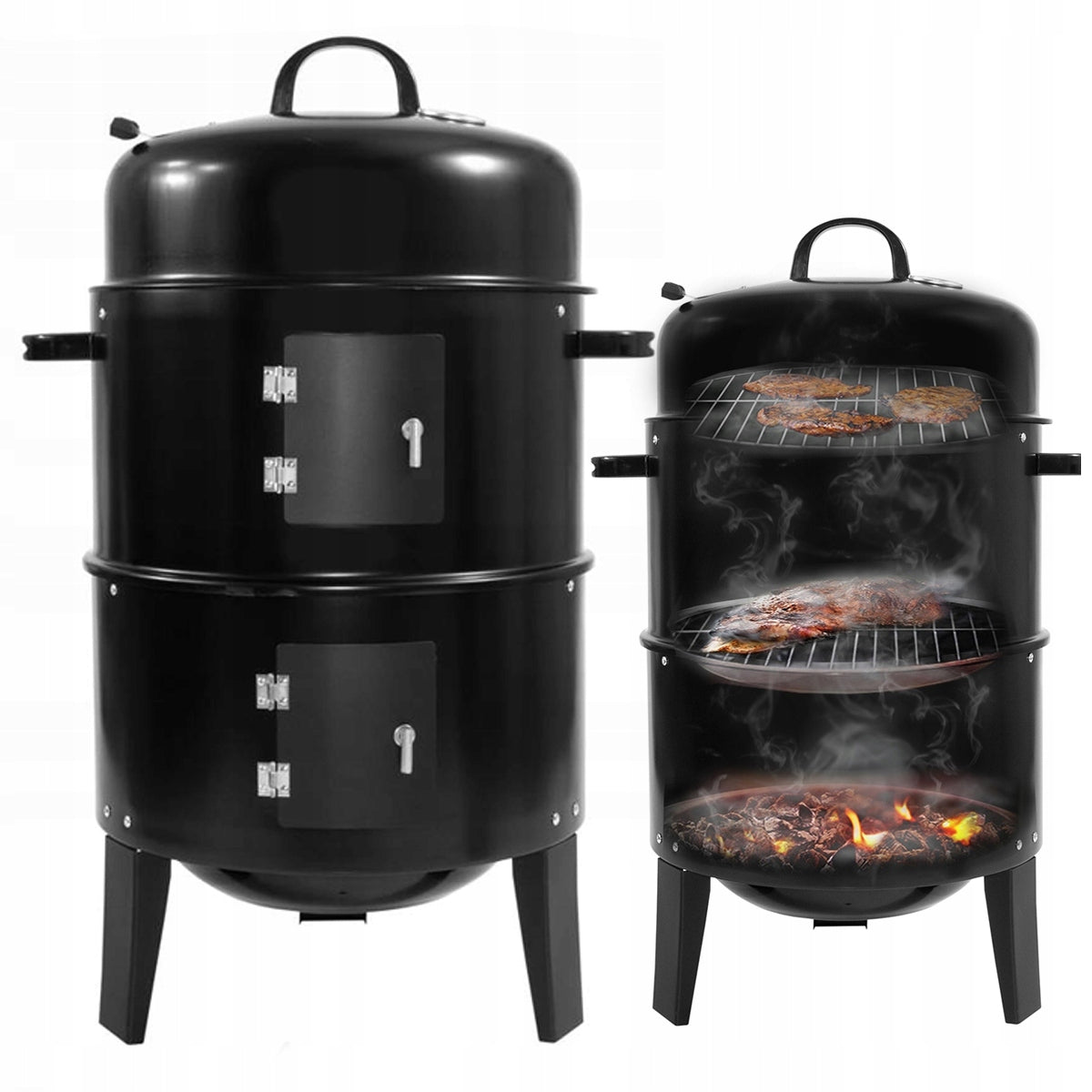 Charcoal Grill Garden Smokehouse 3in1 Thermometer Grate