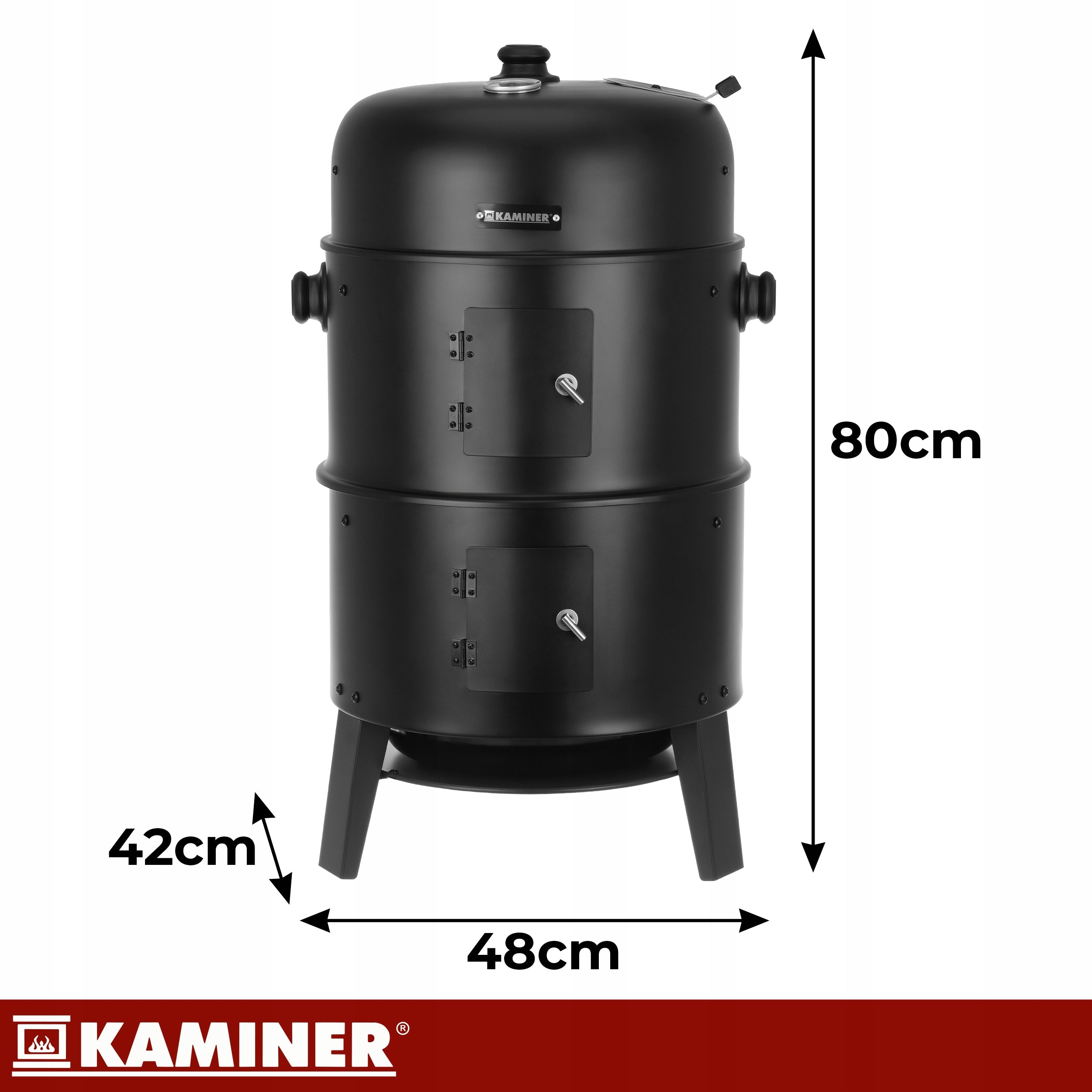 Charcoal Grill with Cover Garden Smokehouse Garden Thermometer 3in1 Smoker Grill height 80 cm