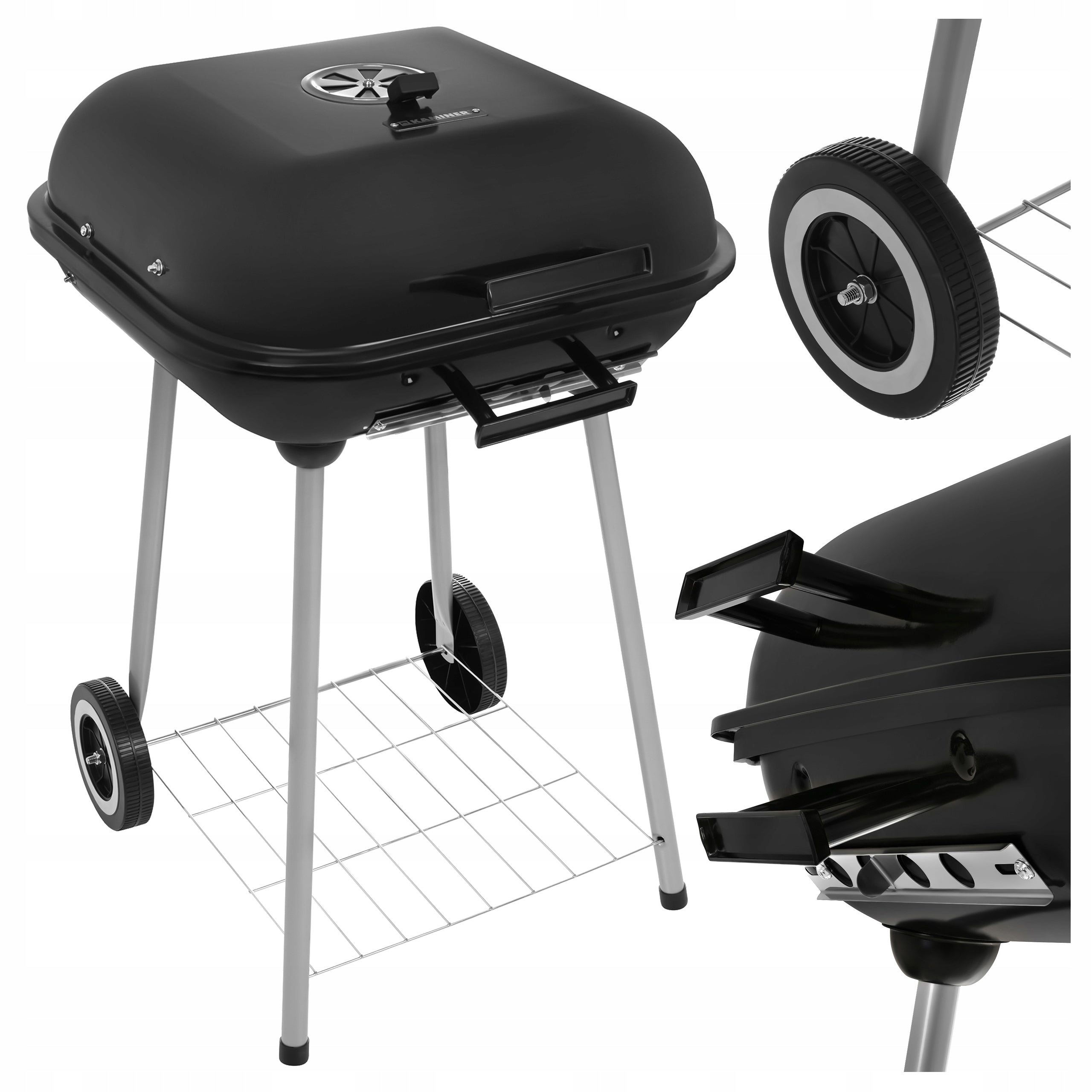 Charcoal Grill with Garden Cover Large Grating Portable Stable Shelf Holder Manufacturer code Grill ogrodowy z pokrywą 27321 Kaminer