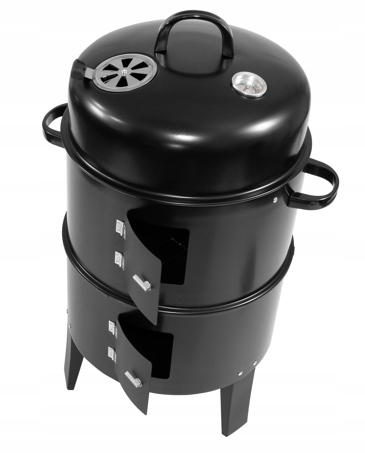 Charcoal Grill with Smokehouse Tube 2 Grates Thermometer Portable Garden Steel Grill height 78 cm
