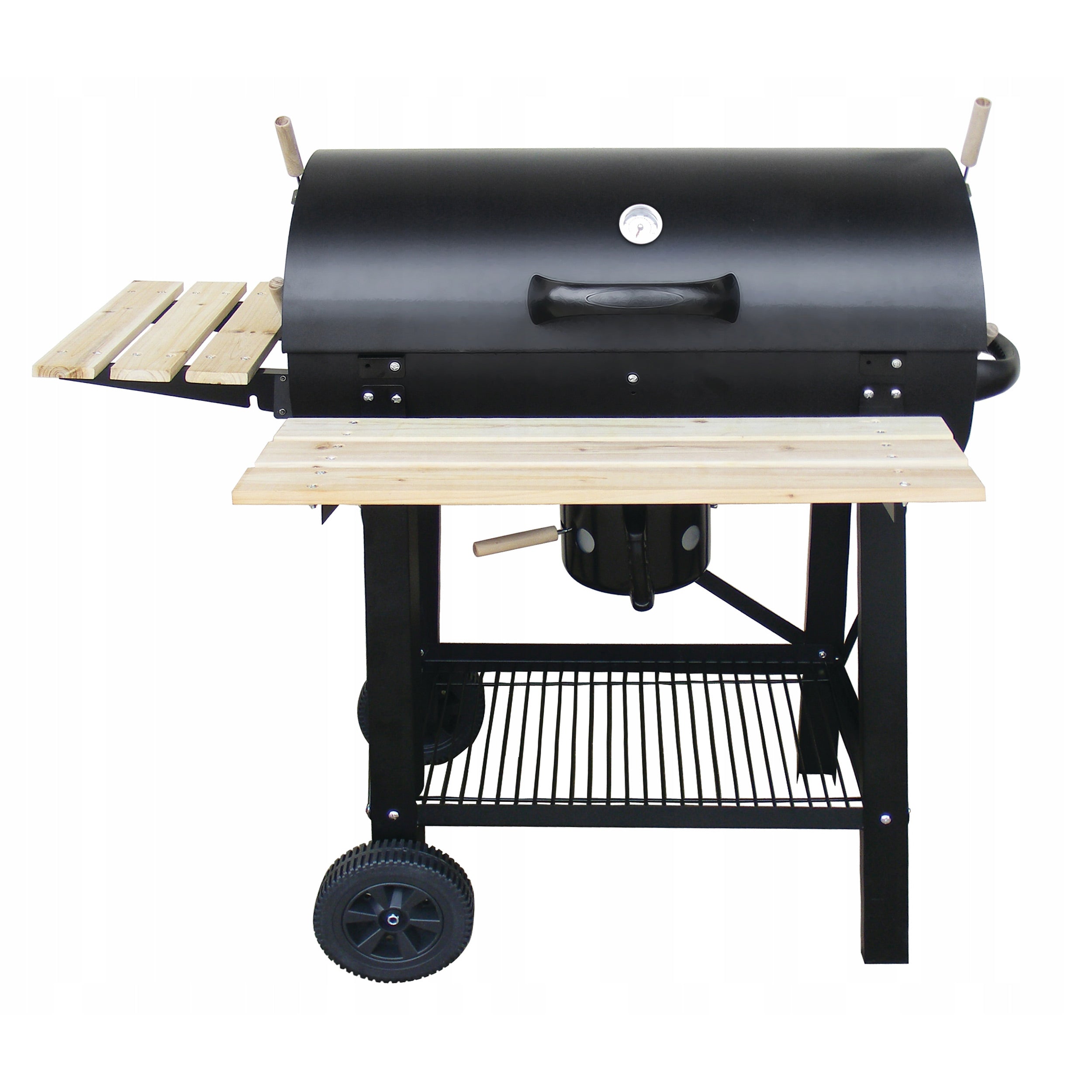 Charcoal grill smokehouse with wooden shelves barrel Mirpol 70 x 35 cm Grill depth 98 cm