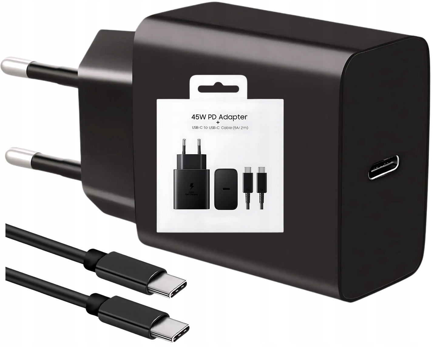 Charger 45W GaN PPS USB-C Super Fast Charging Kit Cable 2m QUICK PD