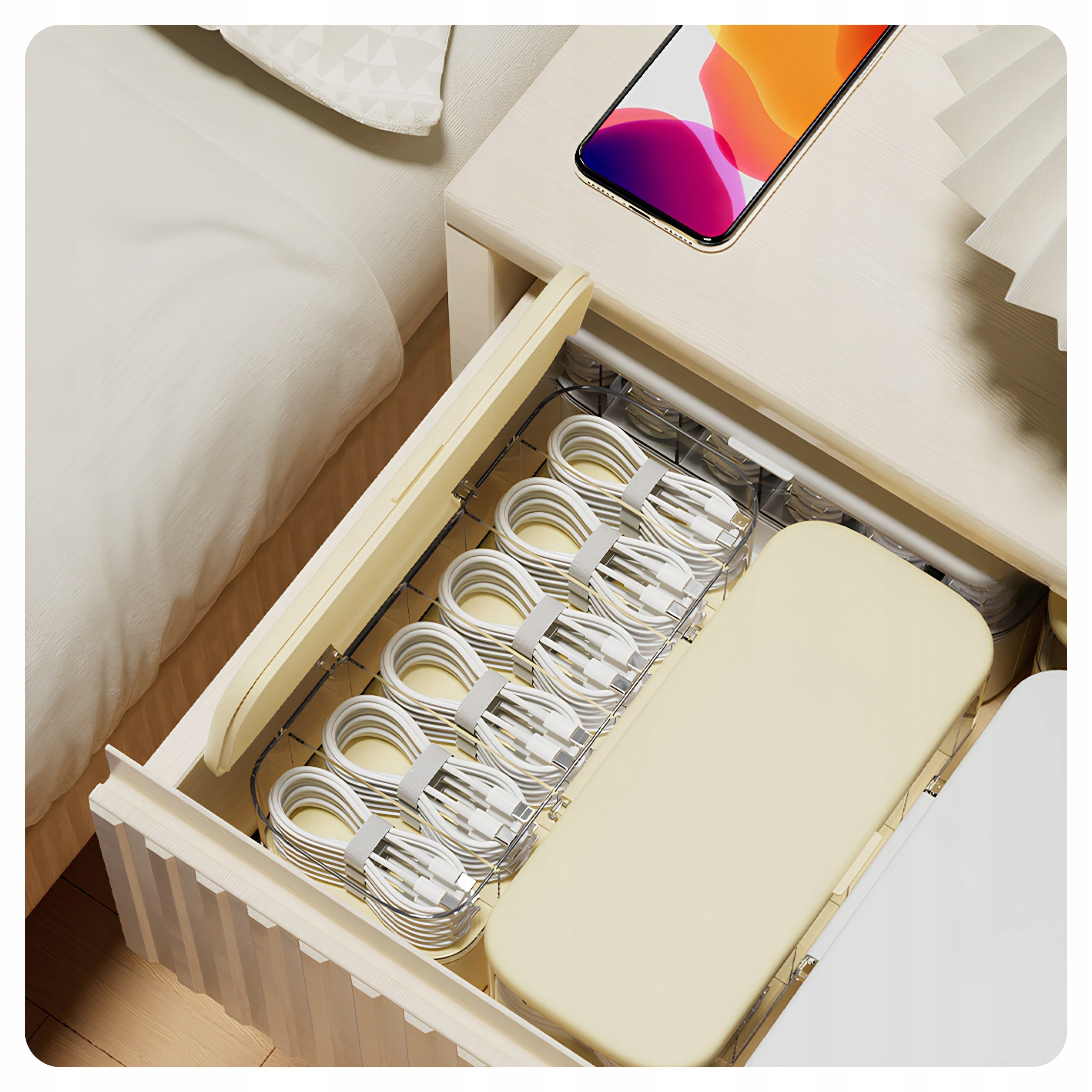 Charger Organizer Cables Batteries Headphone Container Box Drawer Manufacturer code ORGANIZER PUDEŁKO POJEMNIK NA ŁADOWARKI P079