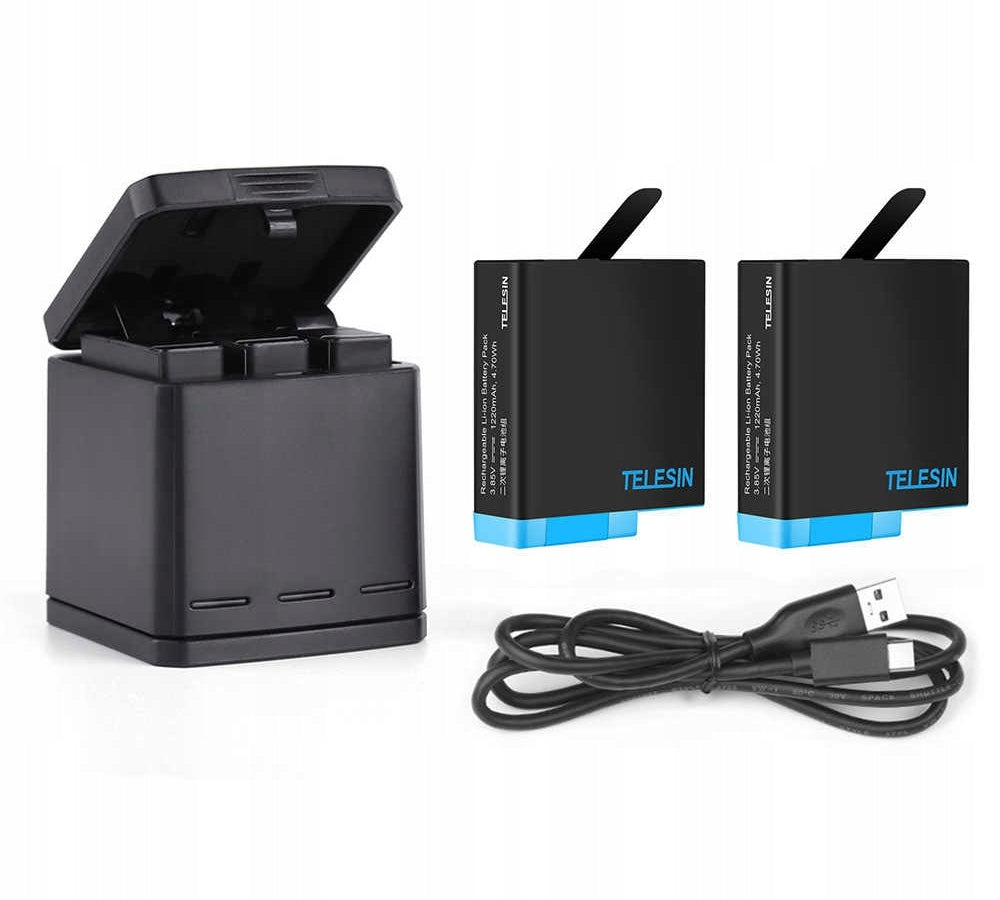 Charger USB + 2x Rechargeable Battery for GoPro HERO 8 7 6 5 BLACK / TELESIN