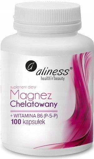 Chelated Magnesium 720mg DIGLYCINATE + B6 (P-5-P) x 100 kaps Aliness