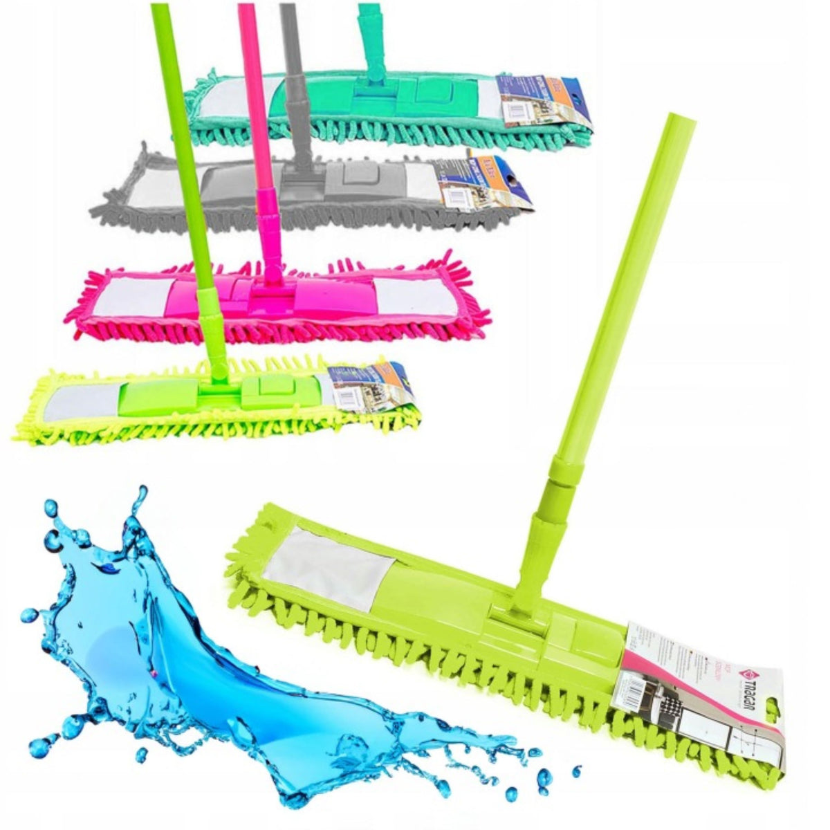 Chenille Flat Mop with Telescopic Stick for Floor Cleaning Absorbent Comfortable