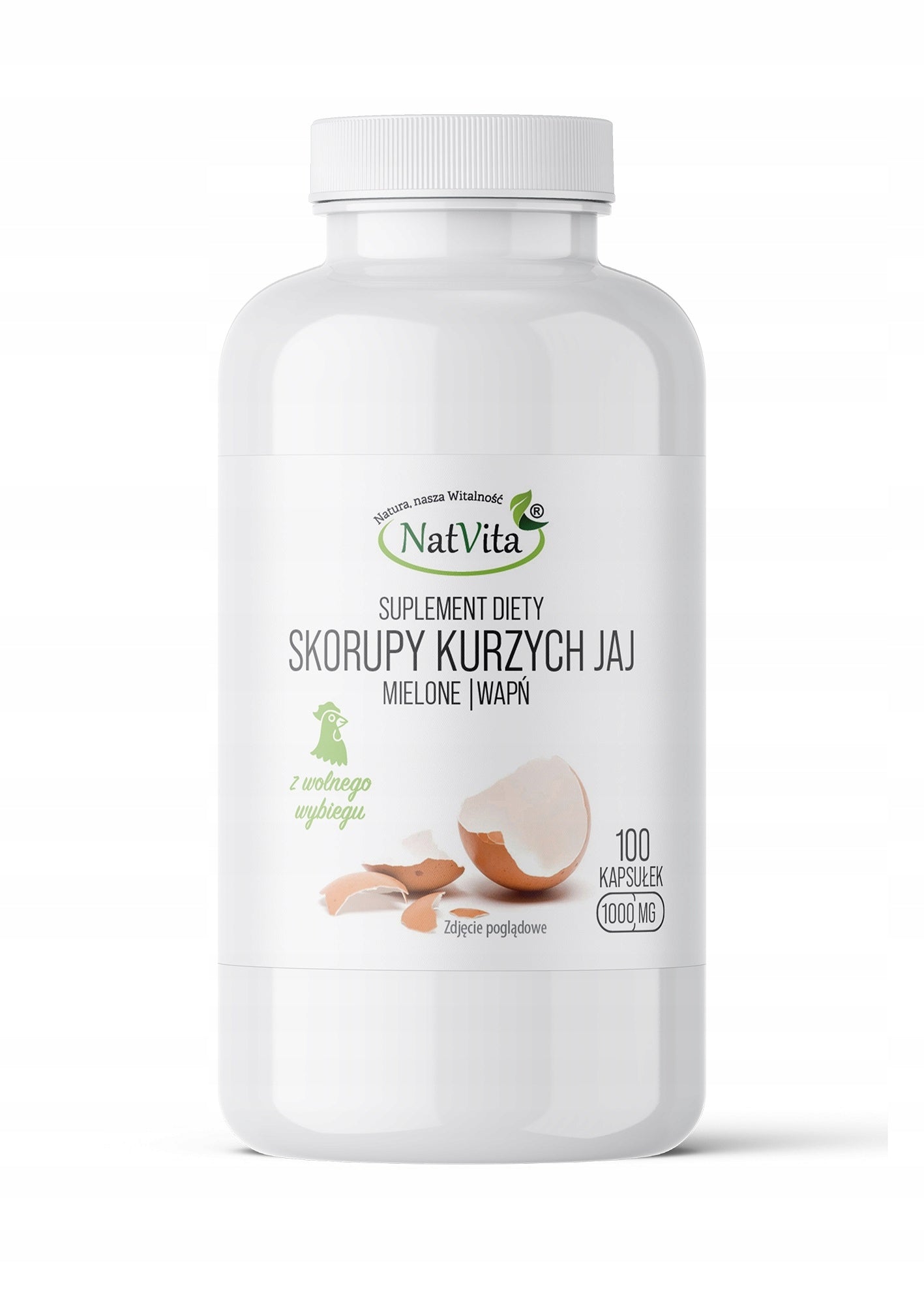 Chicken Egg Shells (Calcium) Cellulose Capsules 1000mg 100 Capsules NatVita