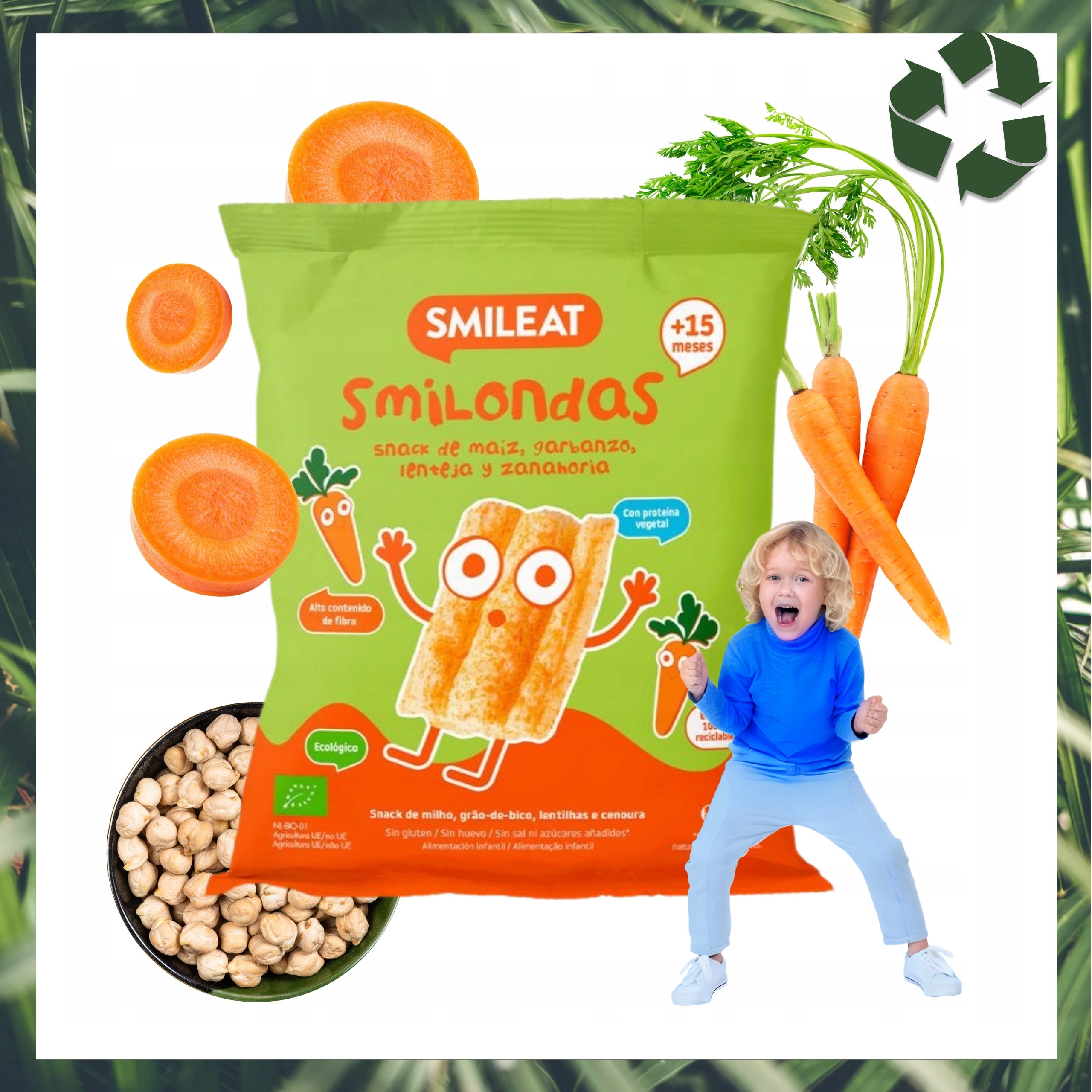 Chickpea Crisps Without Sugar Carrot Chips Smileat BIO Eko 25 g Packaging status original