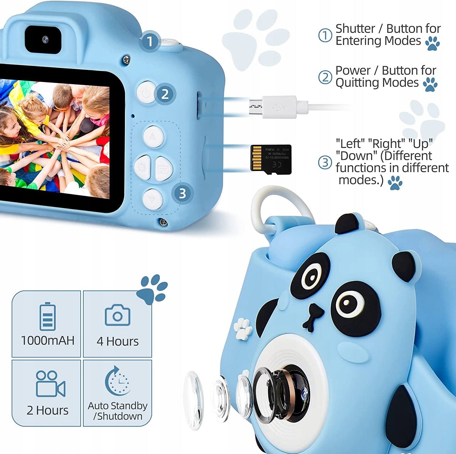Child Photography BLUE DIGITAL CAMERA FOR KIDS CAMERA GAMES Color blue
