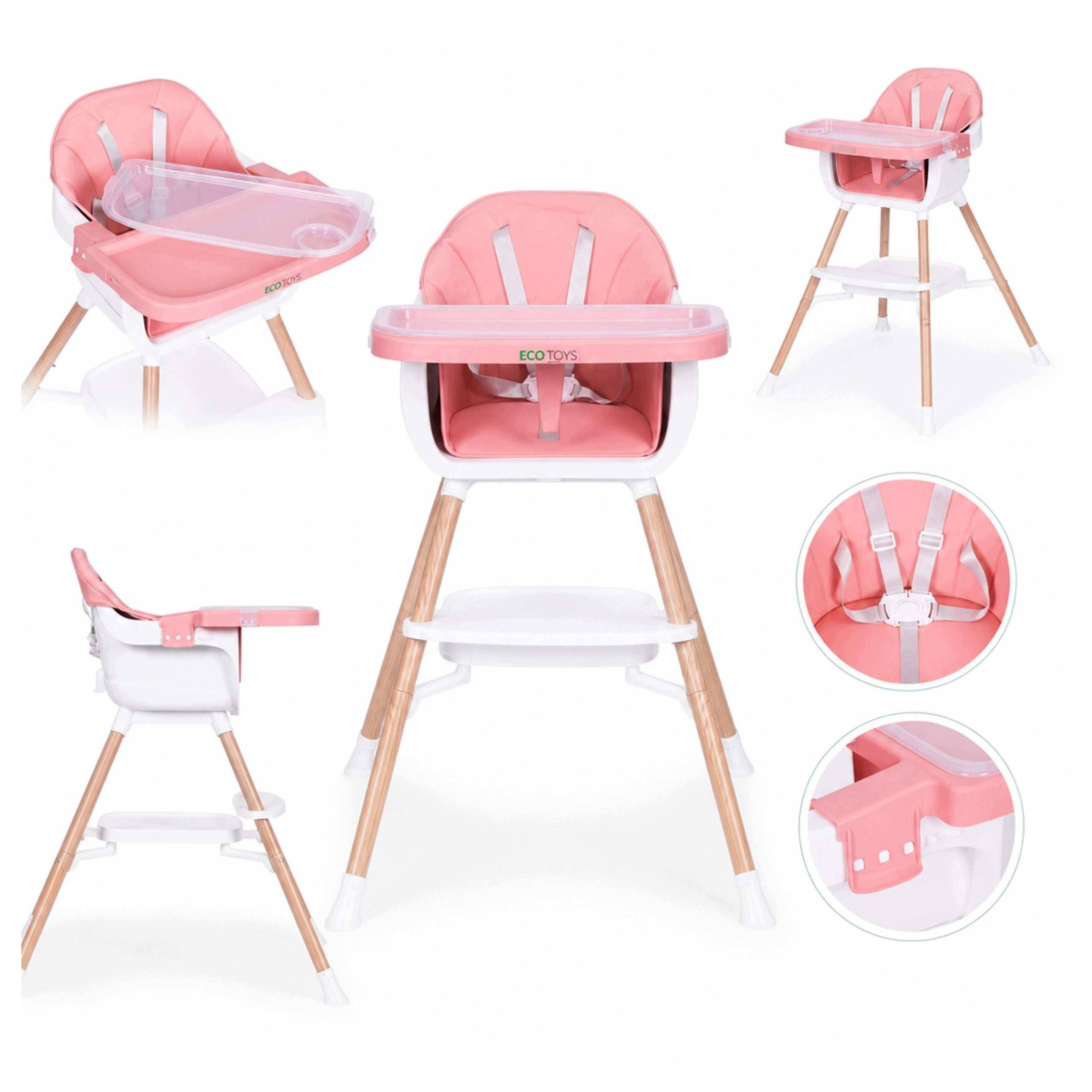 Child Seat 2in1 Pink - Highchair With Safety Belts