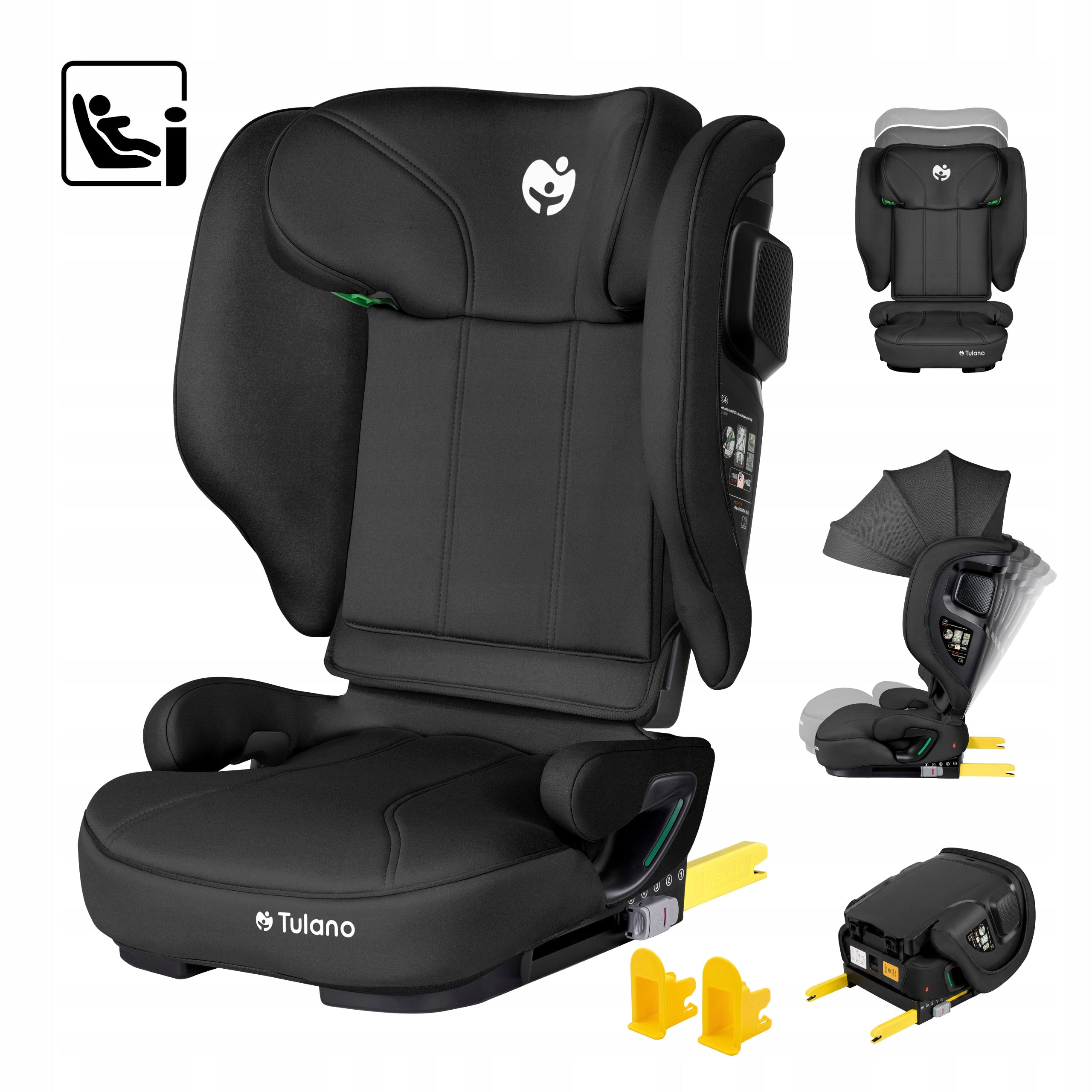 Child car seat 15-36kg TULANO black i-Size ISOFIX + visor