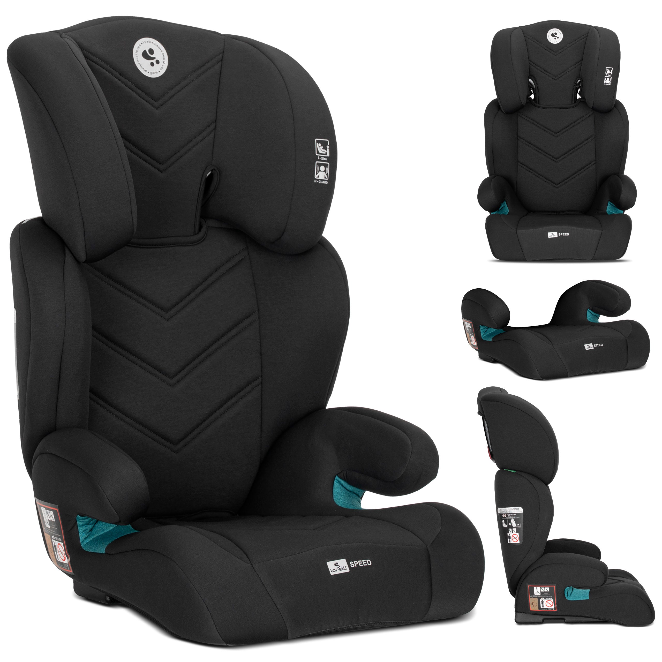 Child seat 100-150cm for belts ISIZE Lorelli Speed black +