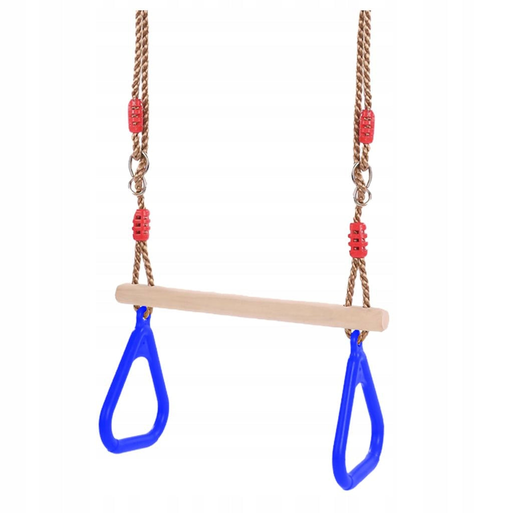 Children Wooden Swing with Rings for Indoor Blue