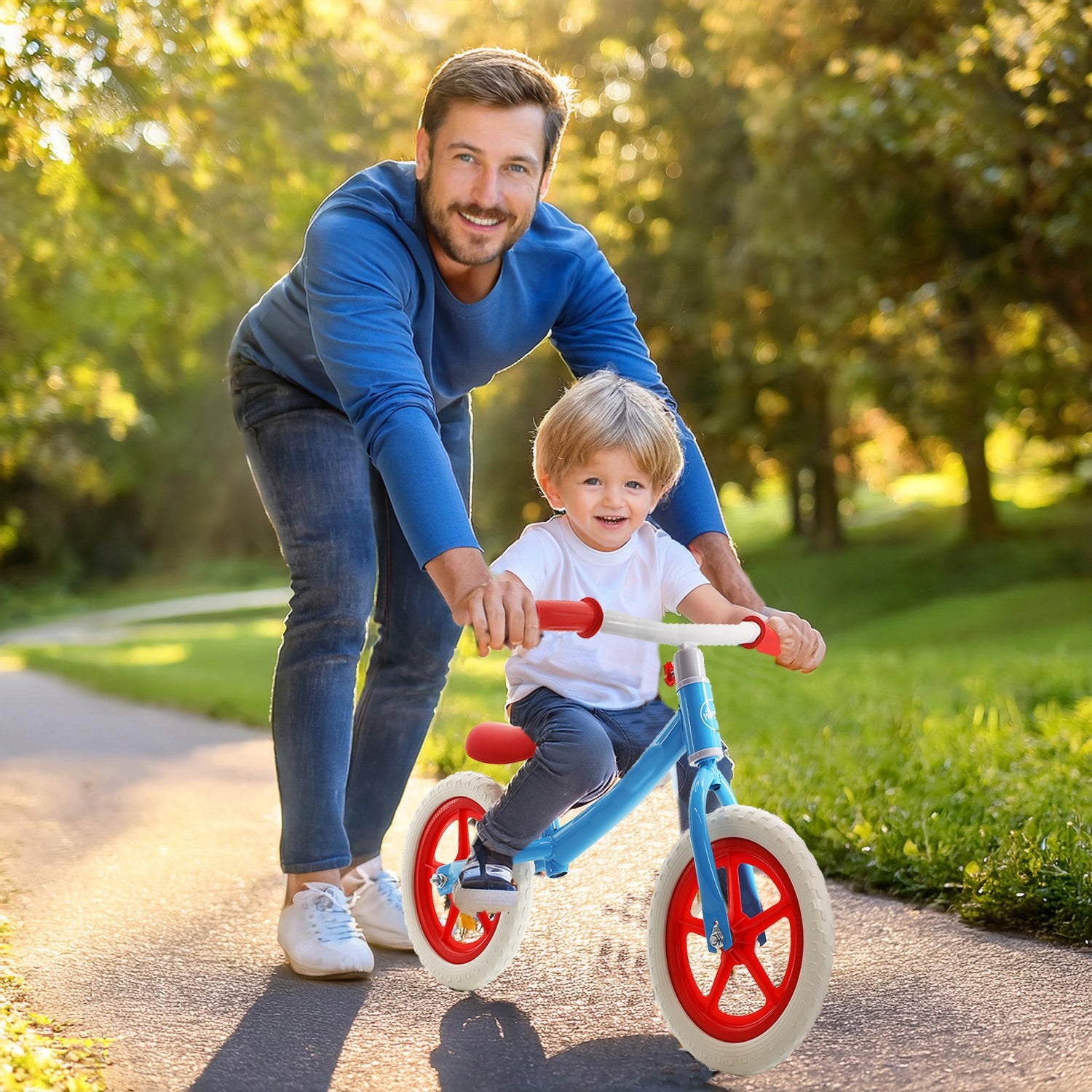 Children's Balance Bike Lightweight Children's Bike Wheels 12'' EVA Adjustable Color blue