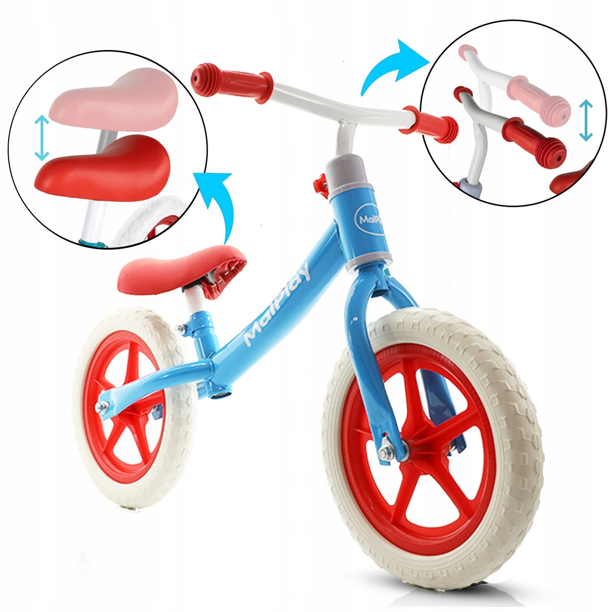 Children's Balance Bike Lightweight Children's Bike Wheels 12'' EVA Adjustable Kid's age 3+ years