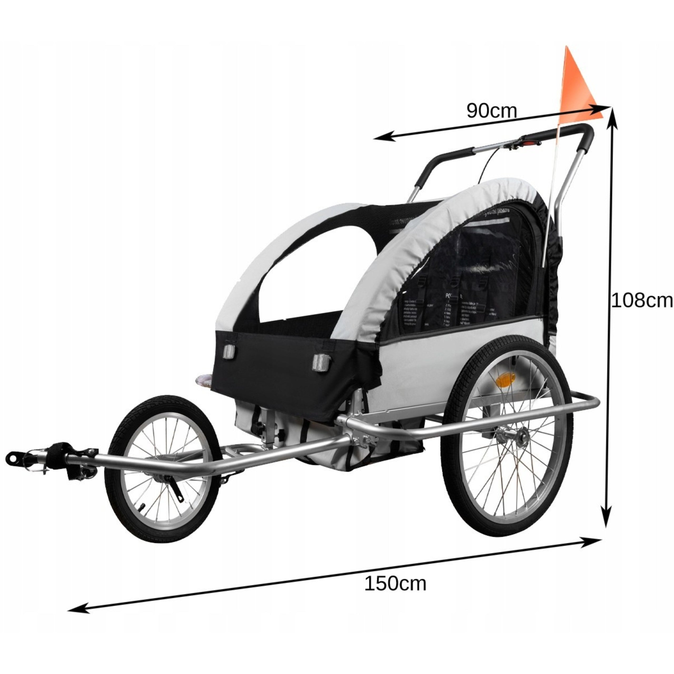 Children's Bicycle Trailer Jogger for Bike 2 Person Transport 3in1 Brand Kruzzel