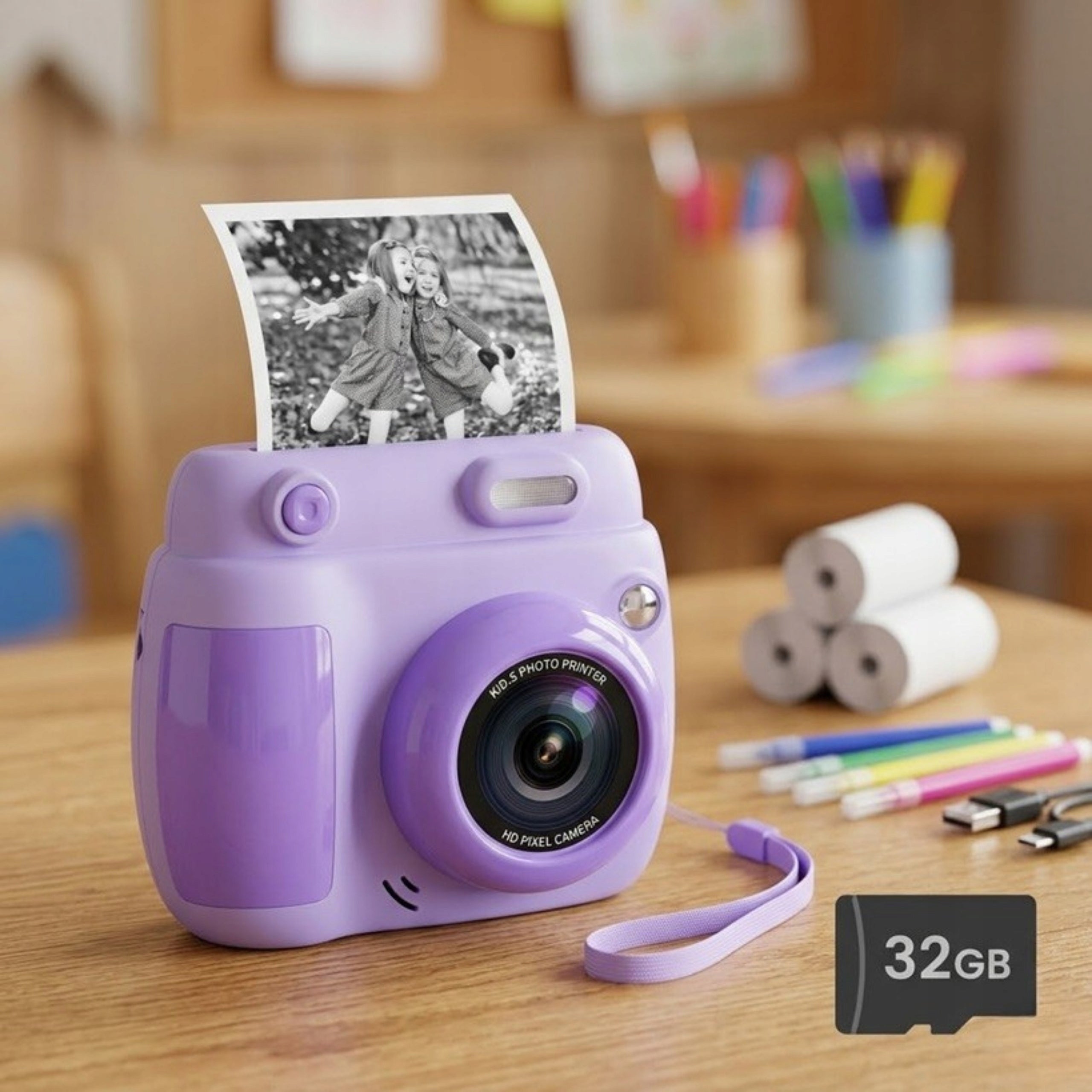 Children's Camera Instant Full HD Photo Printer + 32GB Card Packaging status original