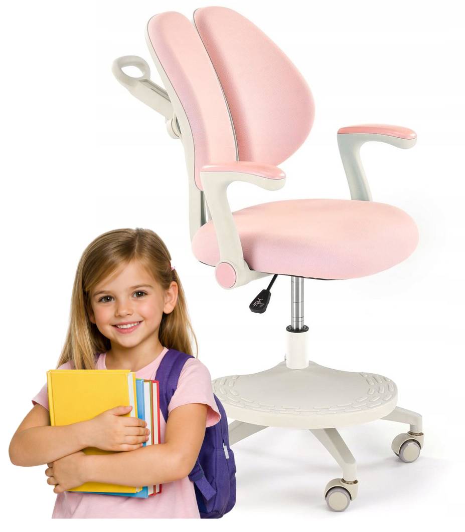 Children's Chair Adjustable Desk Chair with Footrest PANCO Pink