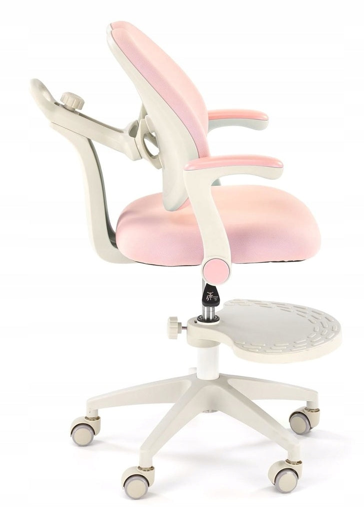 Children's Desk Chair with Footrest Rotating PANCO Pink Fabric Packaging status original