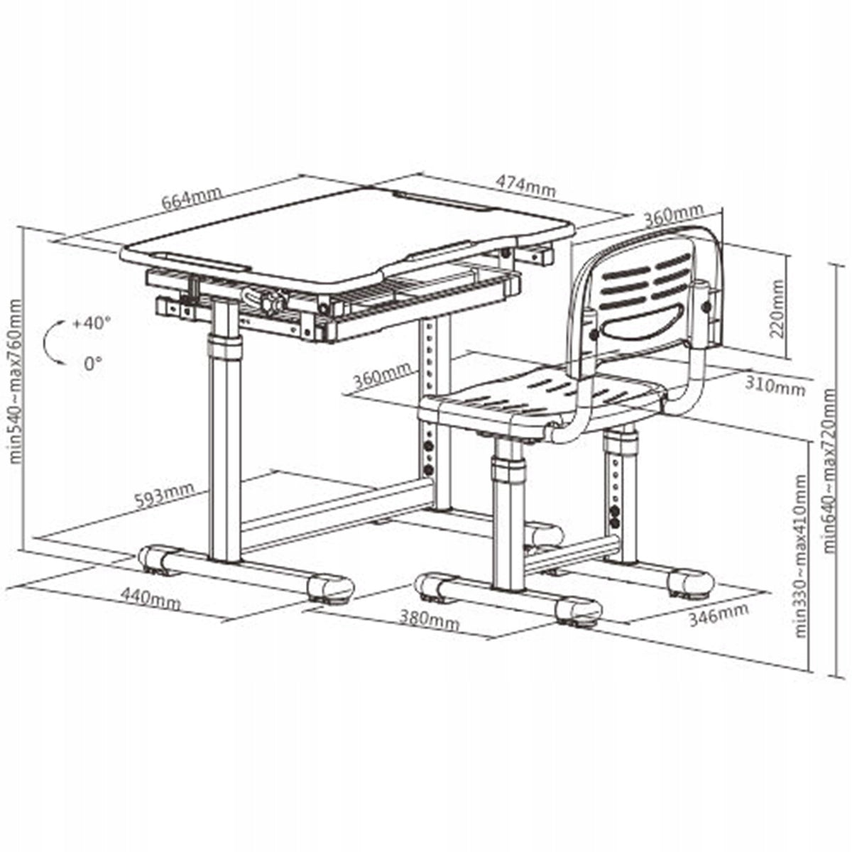 Children's Desk and Chair Set up to100kg ADJUSTABLE Spacetronik grey EAN (GTIN) 5907100093817