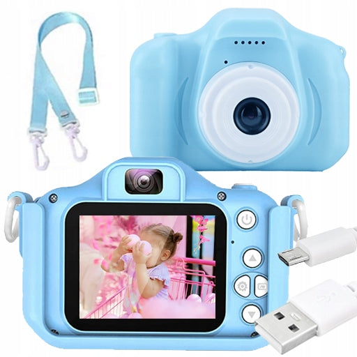 Children's Digital Camera Game Camera + Lanyard Blue