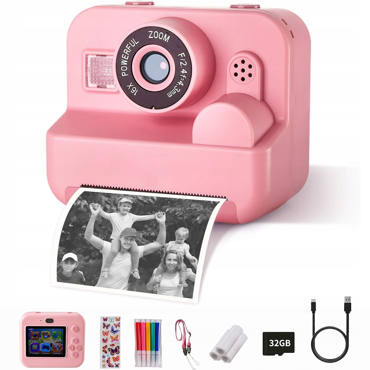 Children's Digital Camera INSTANT with Printer + Card Packaging status original