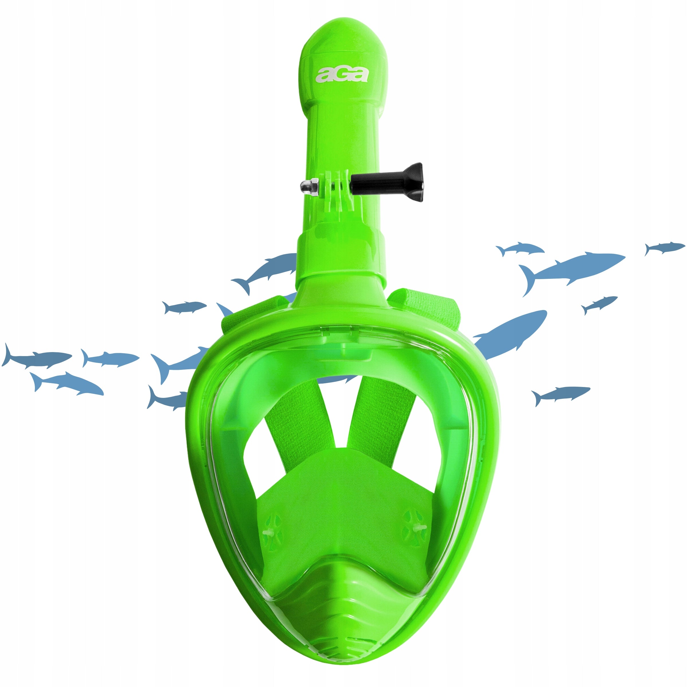 Children's Diving Mask Full Face With Tube XS GoPro Green Holder