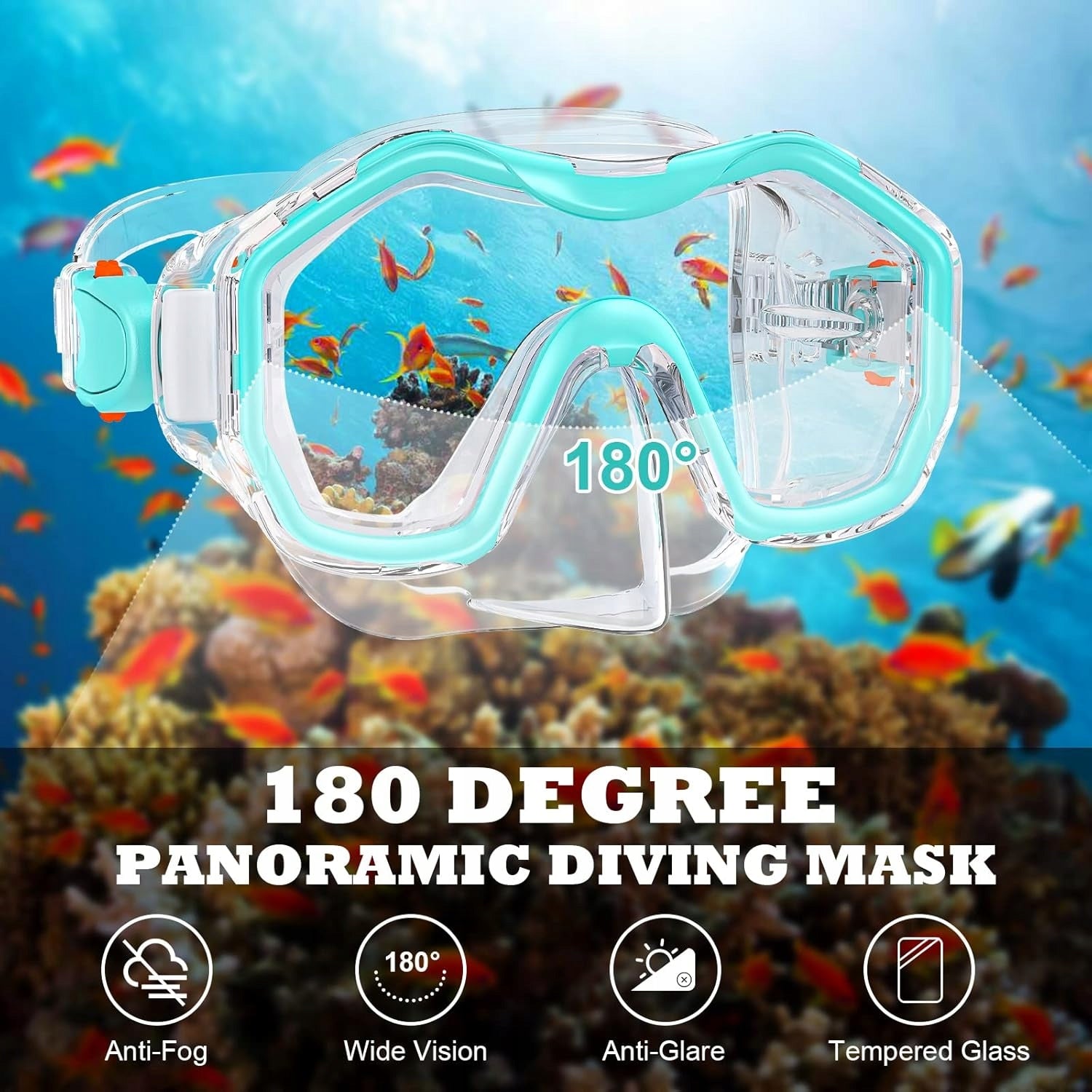 Children's Diving Mask Panoramic 180° Anti-Fog Blue Brand no brand