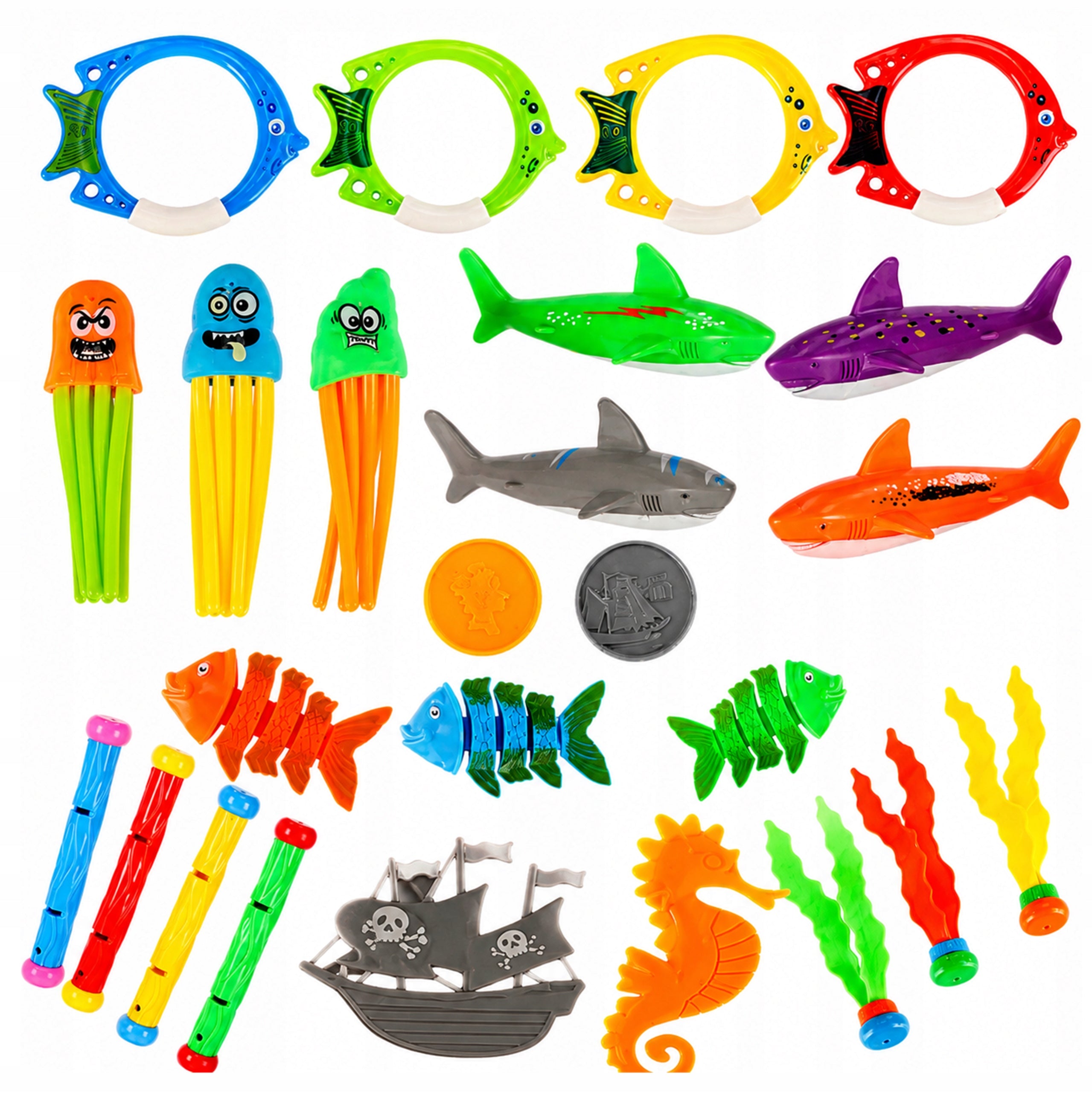 Children's Diving Toys for Swimming Pool and Bath Set 27 el with Bag