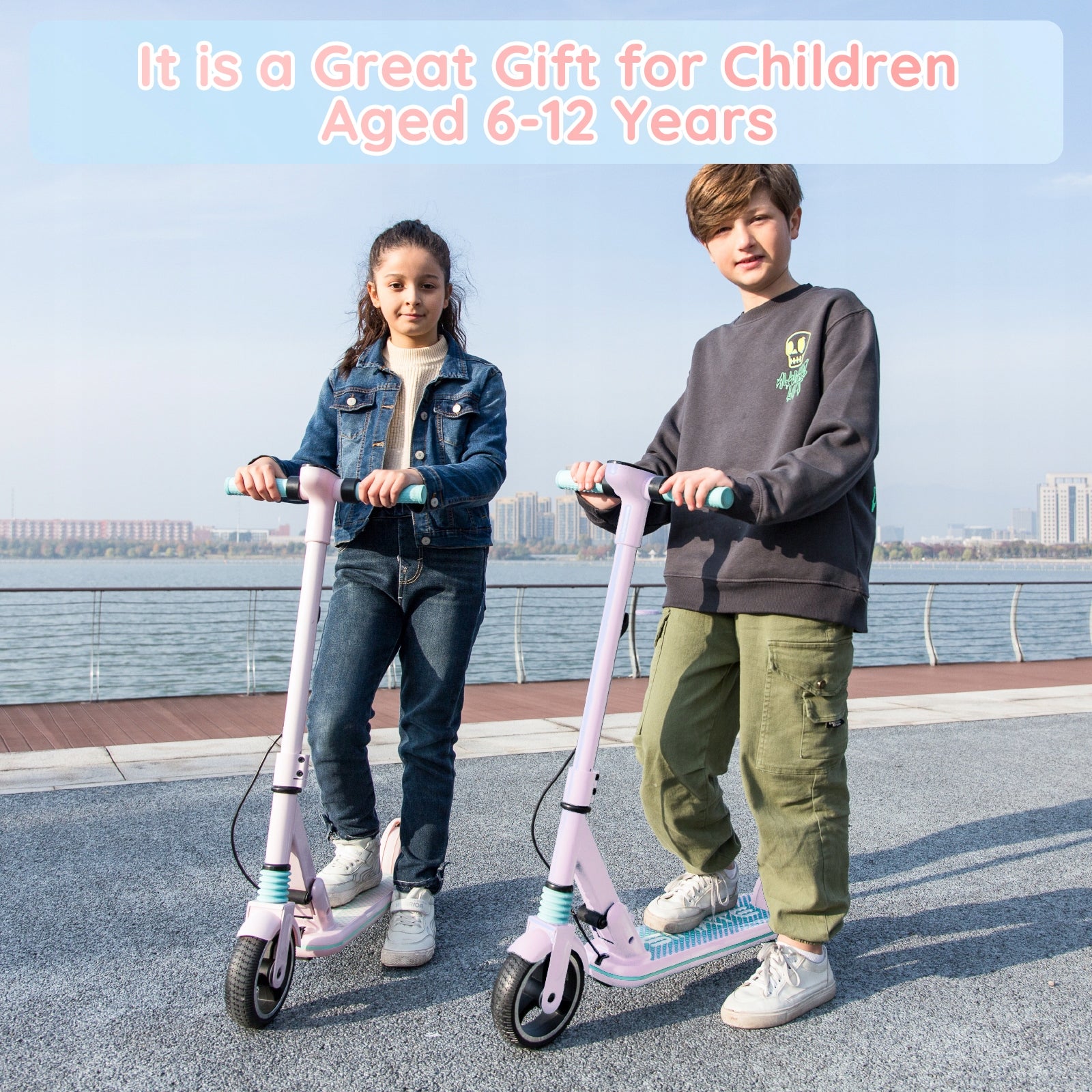 Children's Electric Scooter 14km/h 130W Foldable LED Screen Pink Brand EROLLERRUN