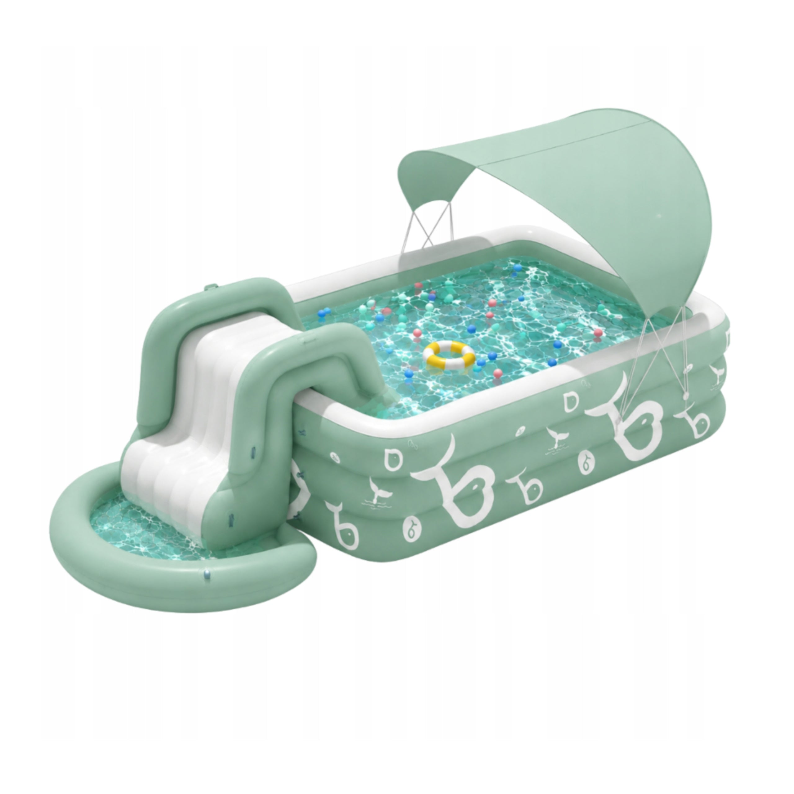 Children's Garden SWIMMING POOL INFLATABLE Large Slide Canopy UV Shower Tray 300 Packaging status original
