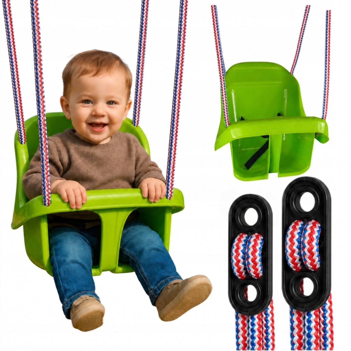 Children's Garden Swing Light Green Belt Poland Adjustable