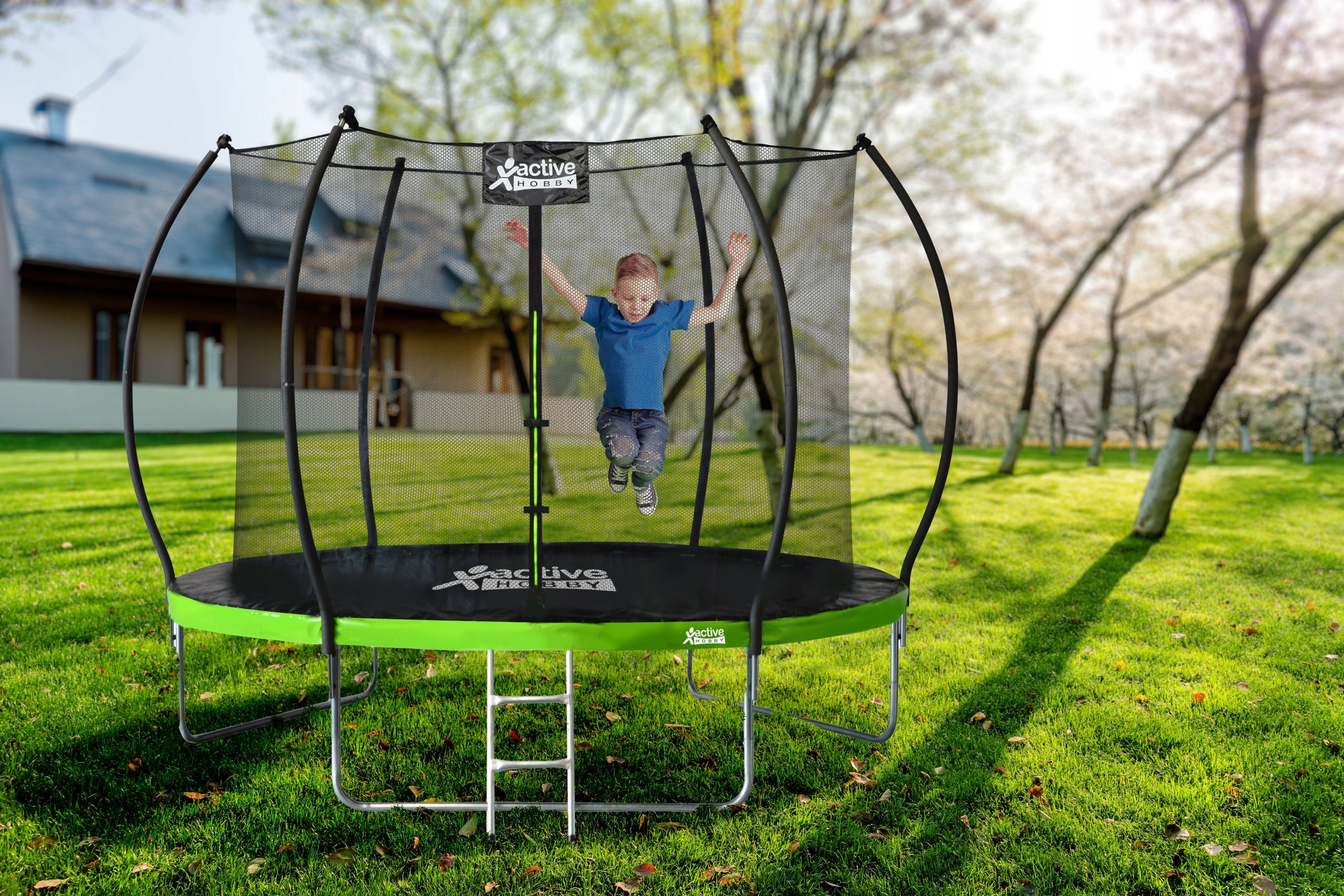 Children's Garden Trampoline 10FT 312 cm Mesh Inner Ladder Covers Packaging status original