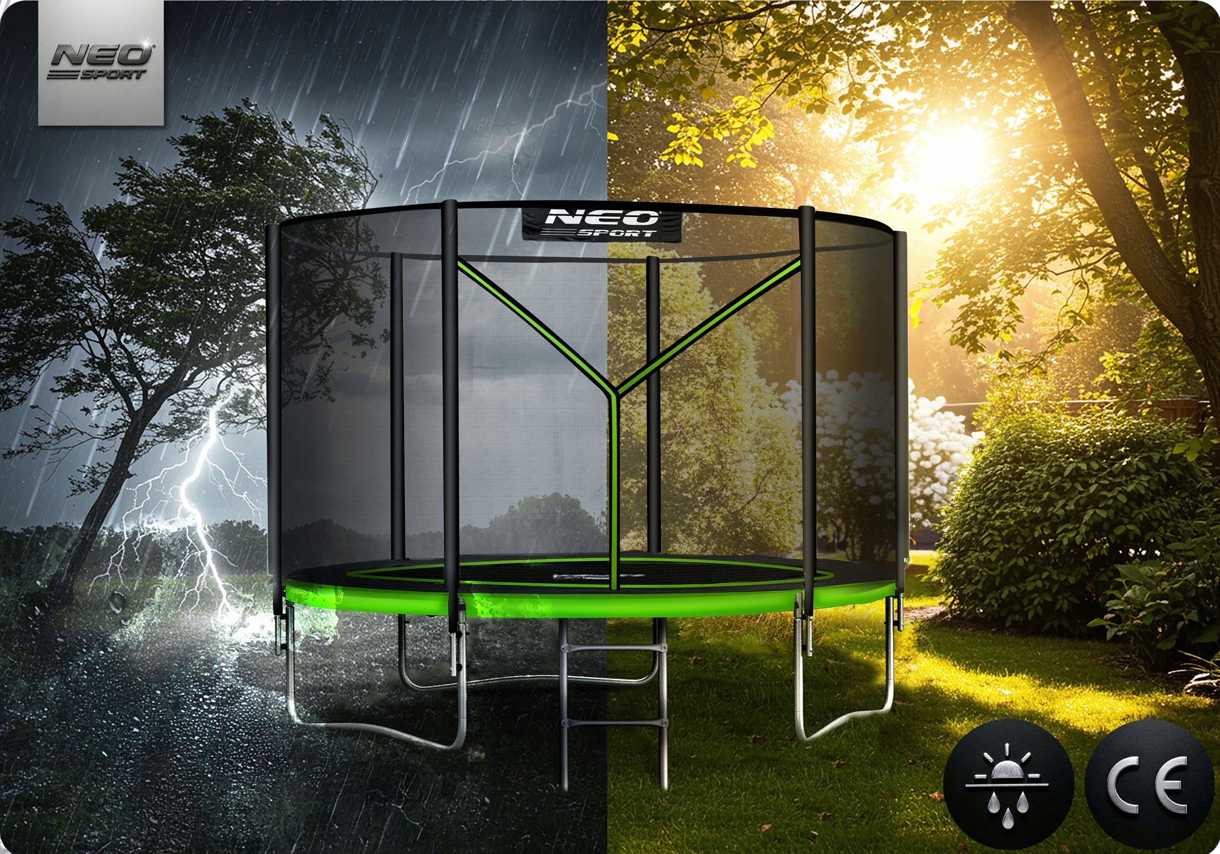 Children's Garden Trampoline 183cm 6ft + LADDER OUTDOOR MESH Number of springs/ropes 36