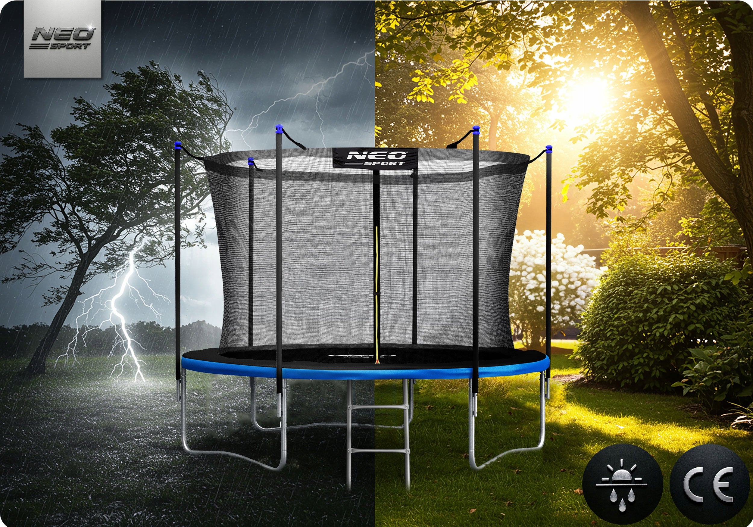 Children's Garden Trampoline 252cm 8ft Neosport LADDER INTERIOR MESH Packaging status original