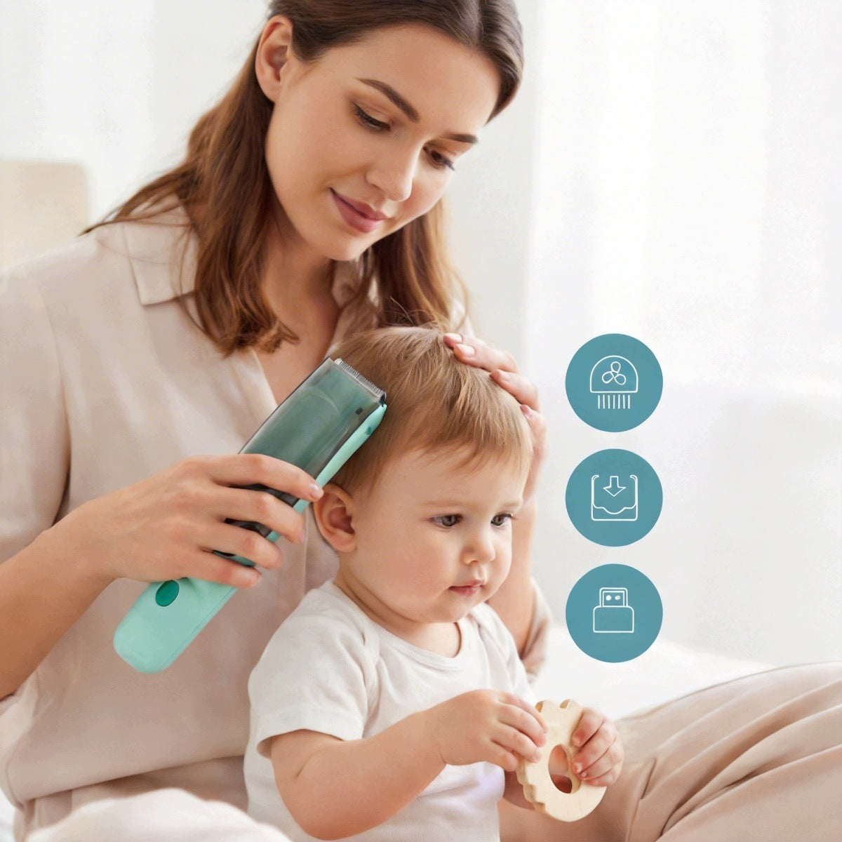 Children's Hair Clipper PULLING HAIR QUIET Green Packaging status original