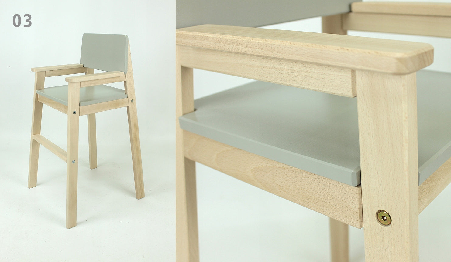 Children's High Chair for Table HANIA Natural Beech Grey Warm 03 Brand no brand