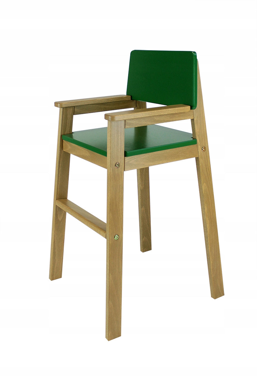 Children's High Chair for Table HANIA Oak Stain Green Bottle 47