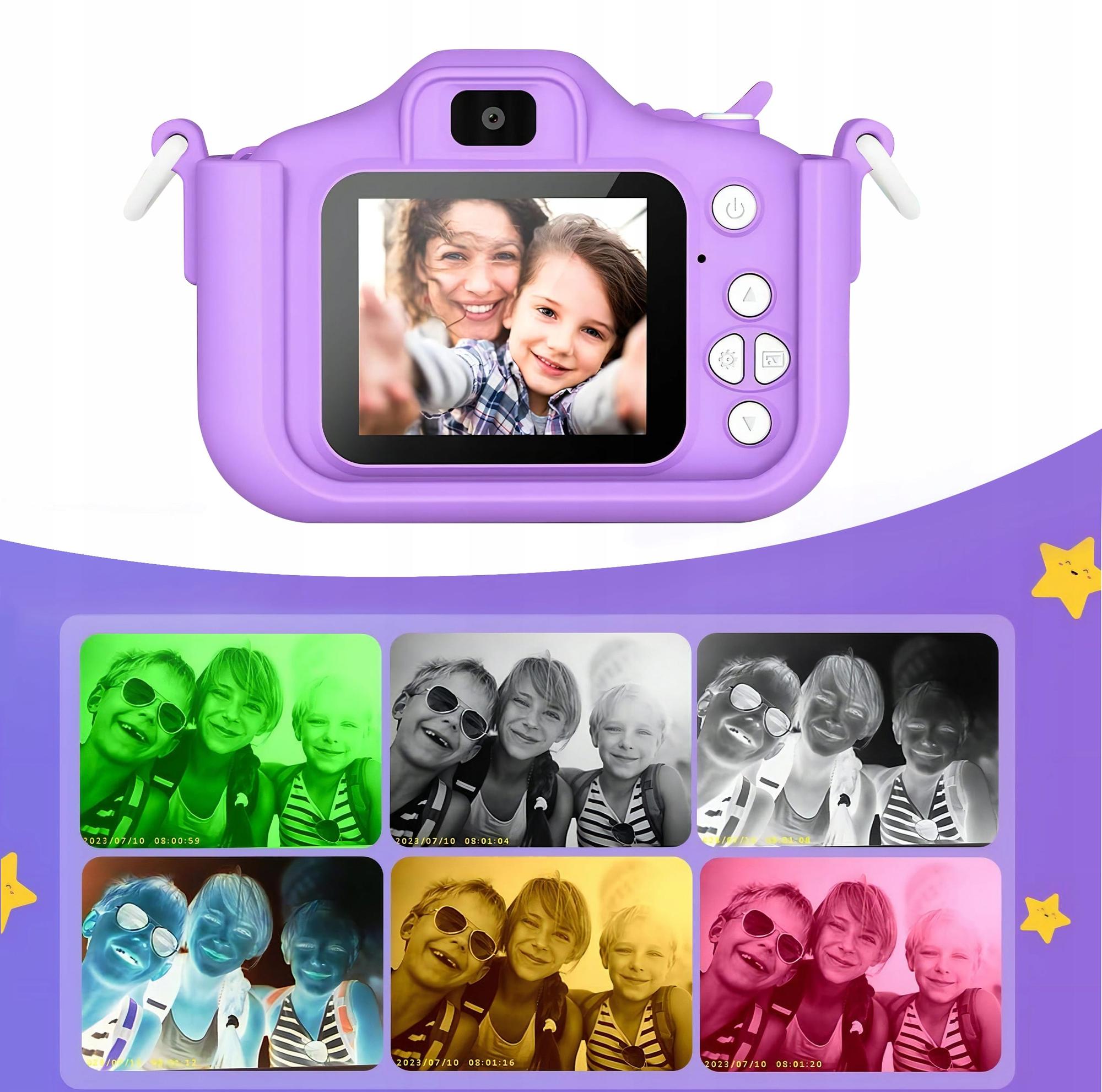 Children's LCD 40MPix digital camera unicorn USB purple + 32GB SD card Batteries included yes