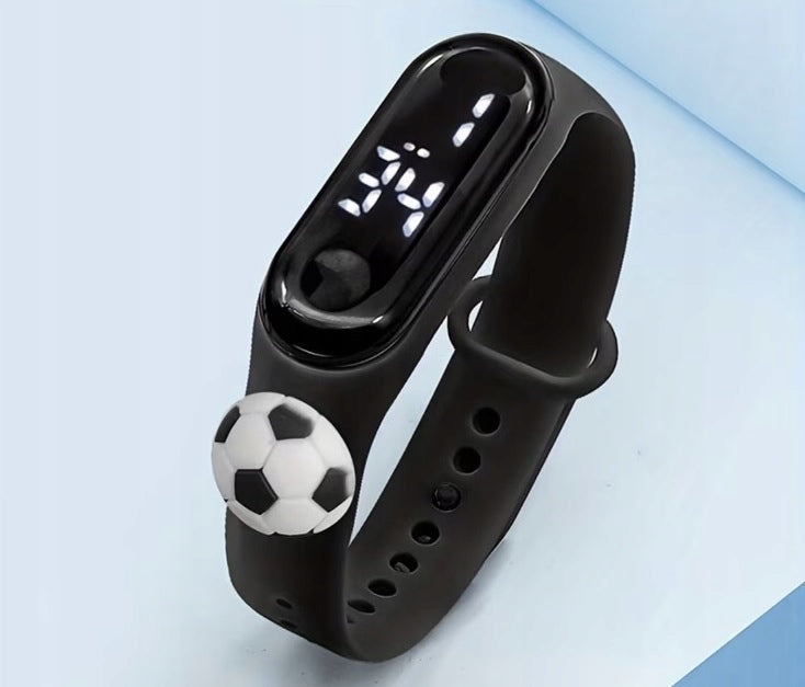 Children's LED watch with cartoon football motif Ideal LOOK black