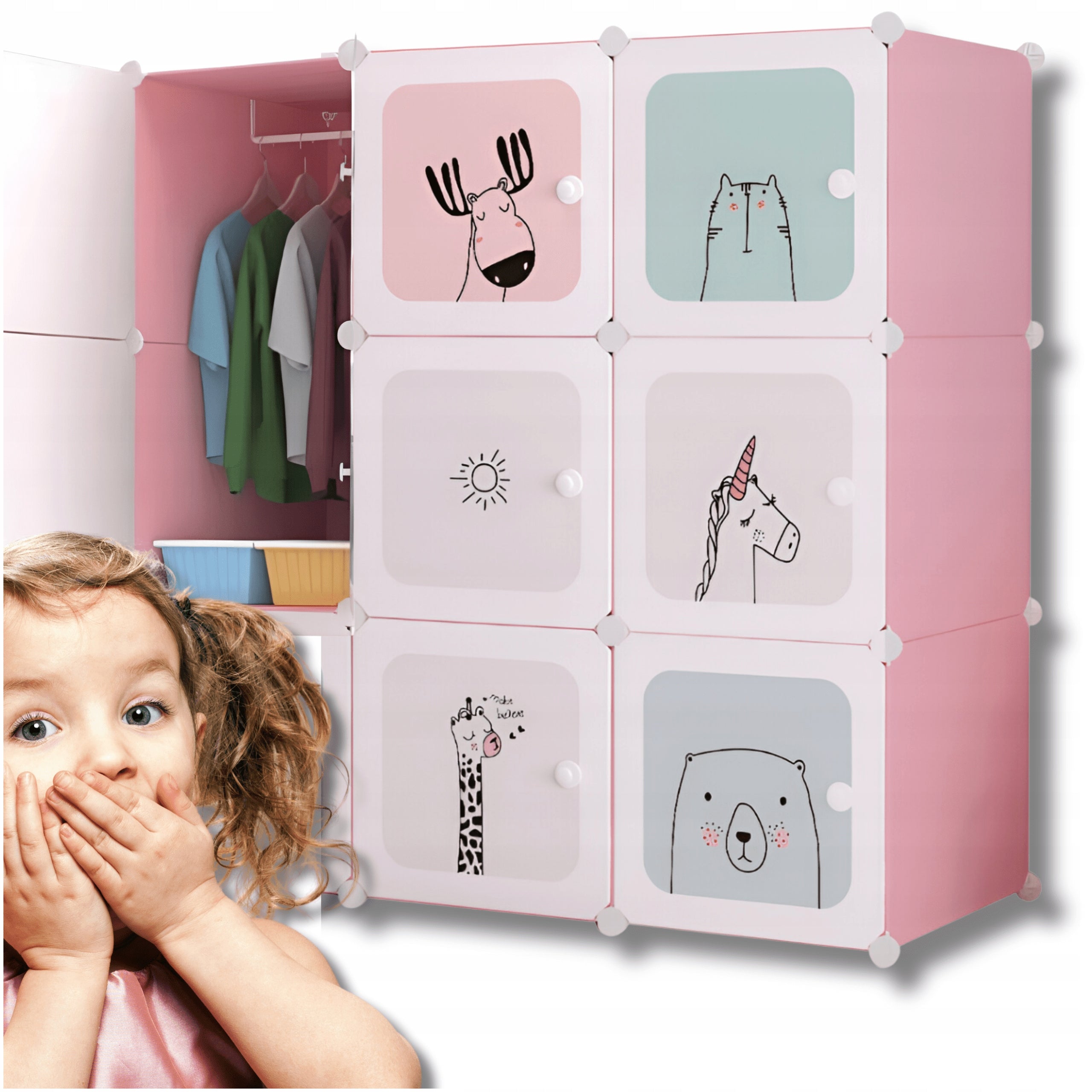 Children's Modular Cabinet for Kids Bathroom Clothes Toy Rack