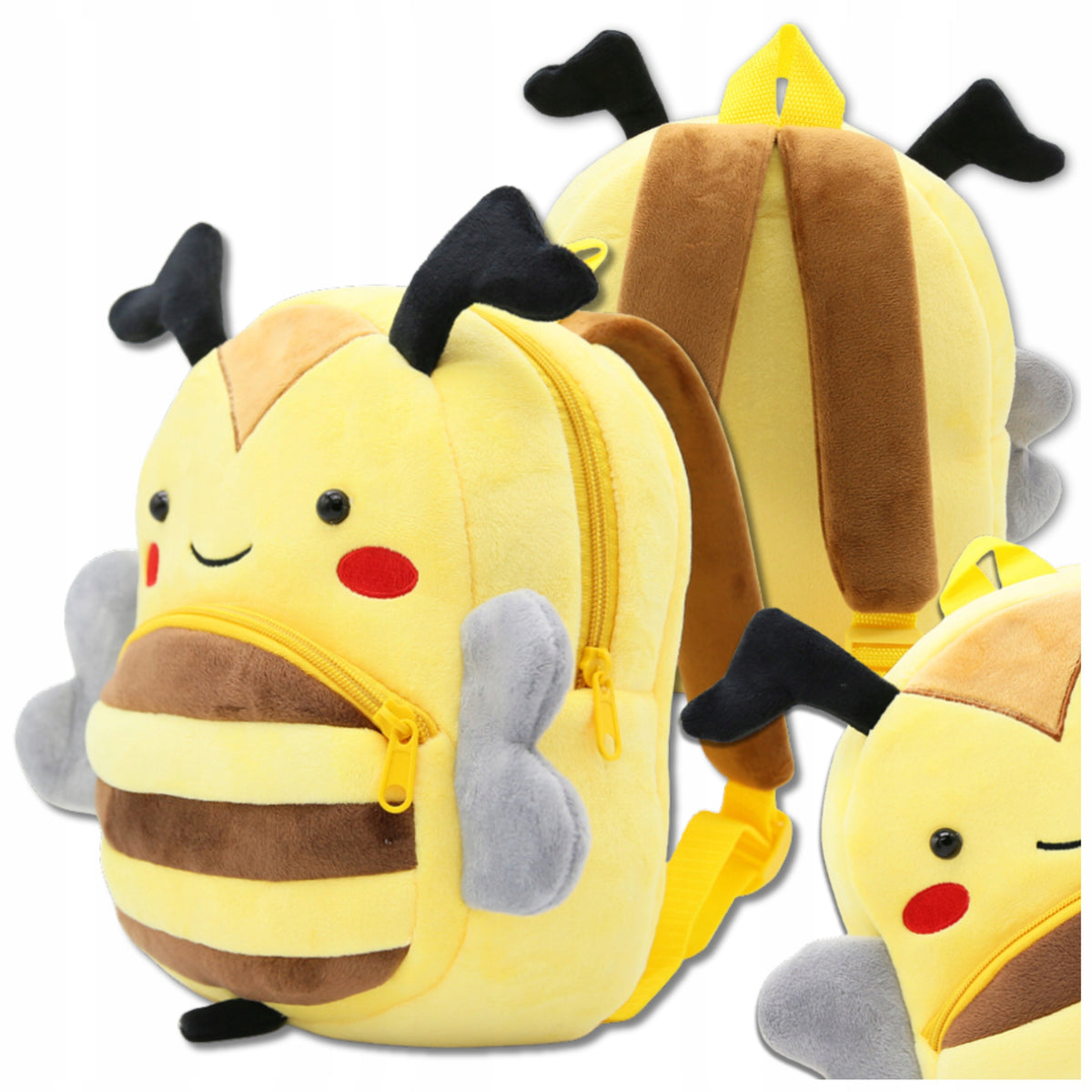 Children's Plush Backpack for Preschooler Bee Yellow roomy child