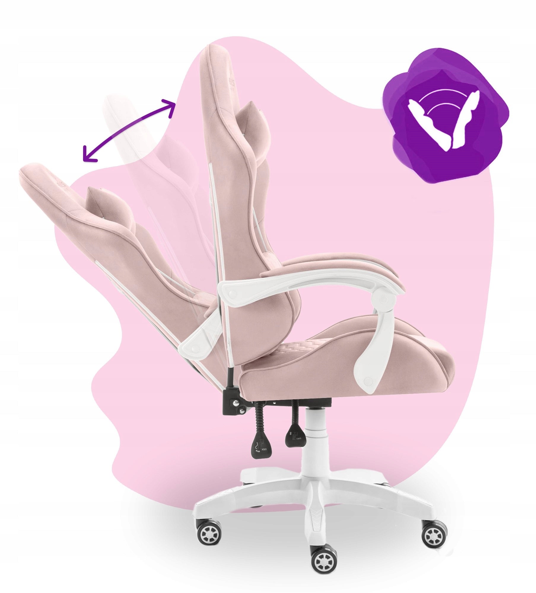 Children's Rotating Gaming Chair Hell's Chair HC-1000 Pink Fabric Model HC- 1000 Kids Pink- White- Tkanina