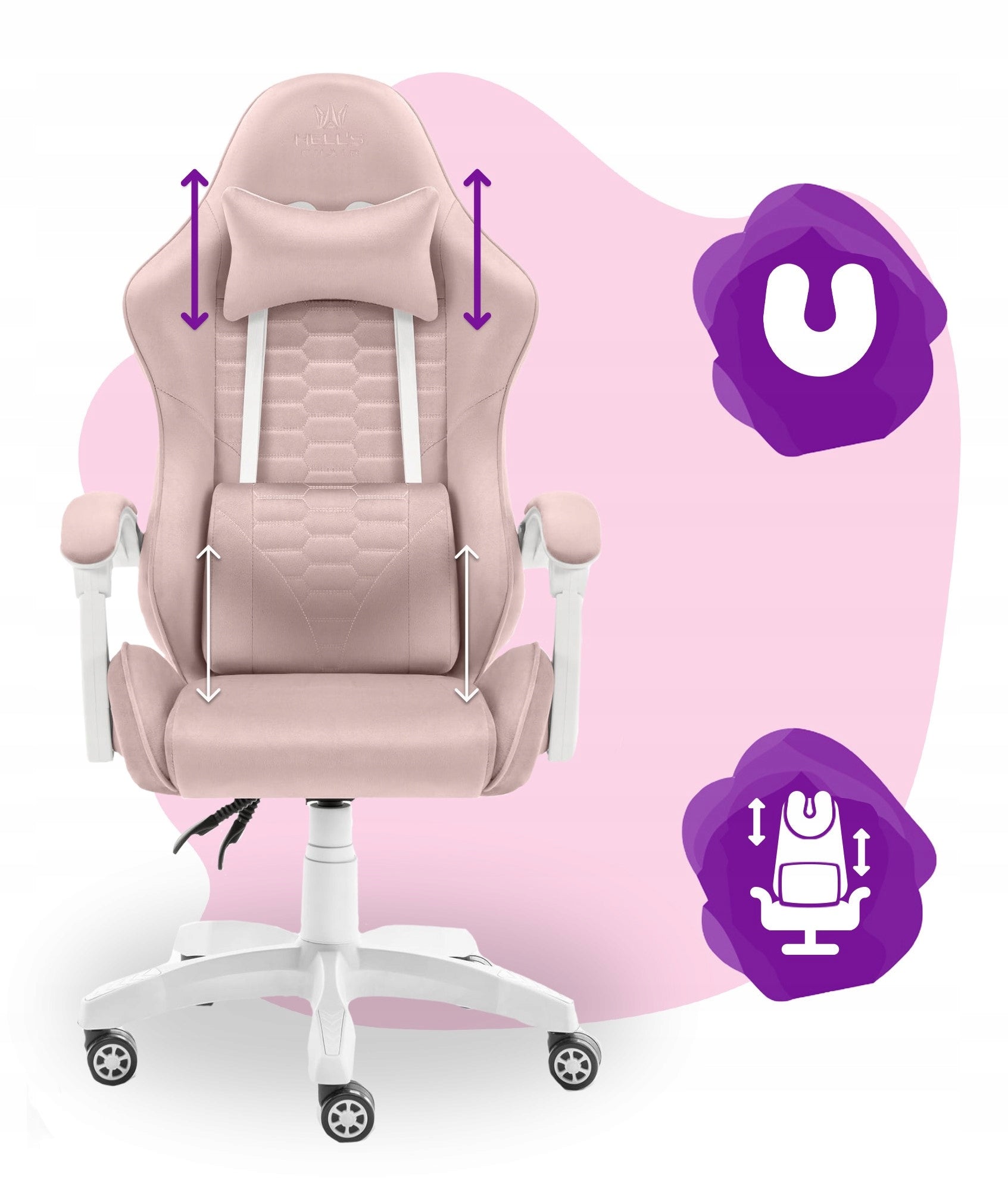 Children's Rotating Gaming Chair Hell's Chair HC-1000 Pink Fabric Packaging status original