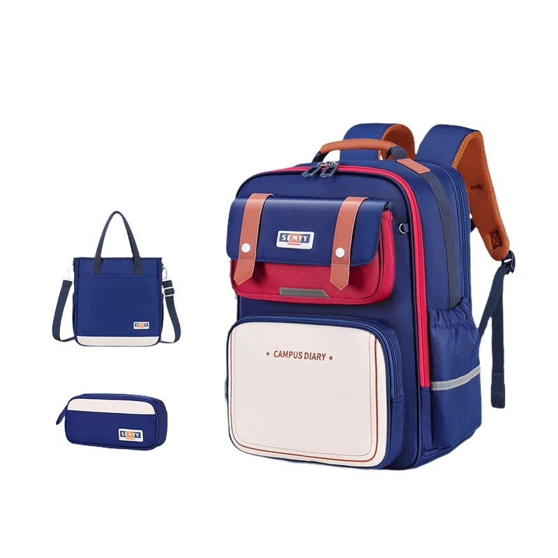 Children's School Backpack 1-2 Class Red Set of 3 Elements Lightweight