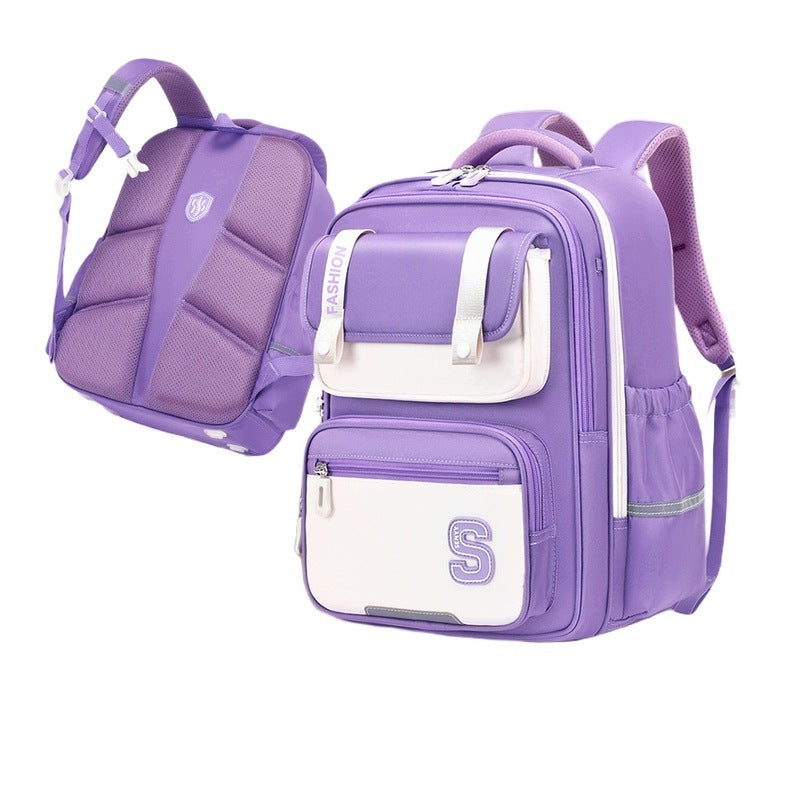 Children's School Backpack 1-6 Class Large Capacity Deep Purple Lightweight