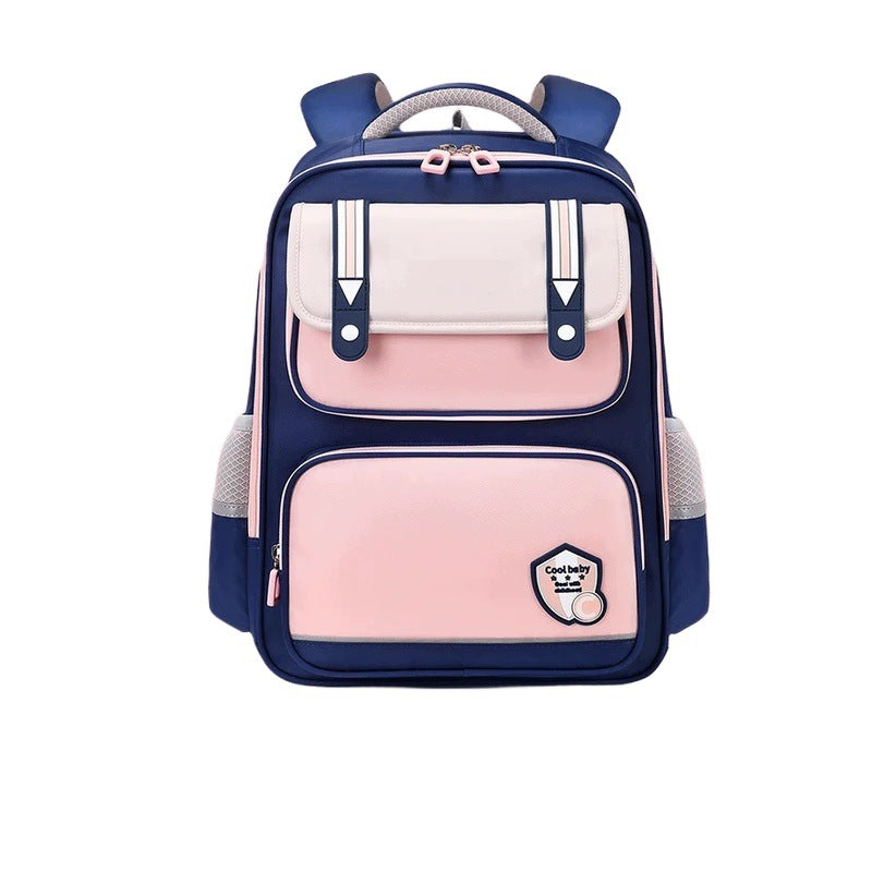 Children's School Backpack For Boys And Girls Blue-Pink Oxford
